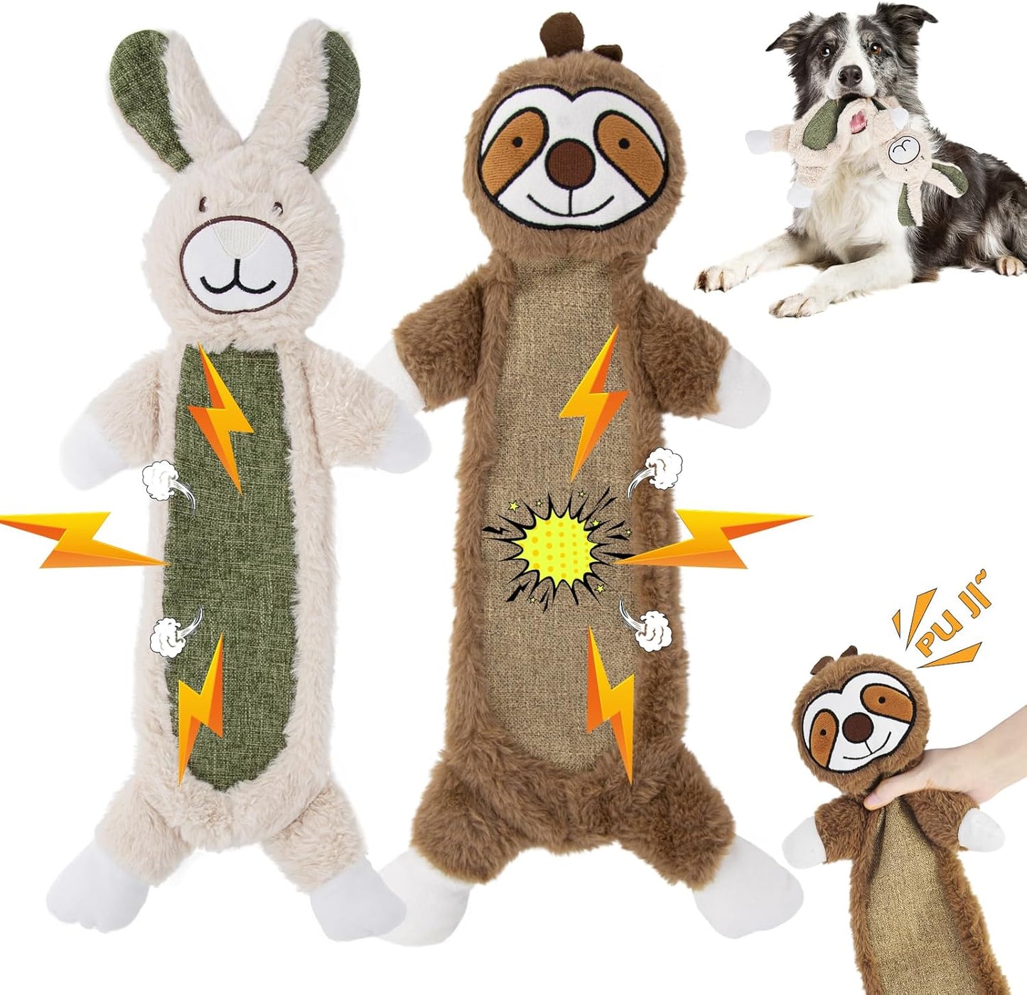 Indestructible Squeaky Dog Toys, 2 Pack, Keeps Dogs Busy