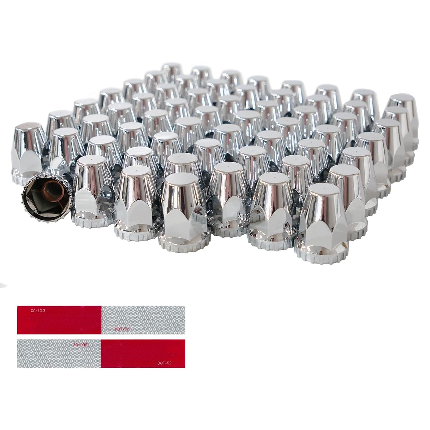 60Pcs Semi Trucks Lug Nut Covers Chrome for 32/33mm Nuts