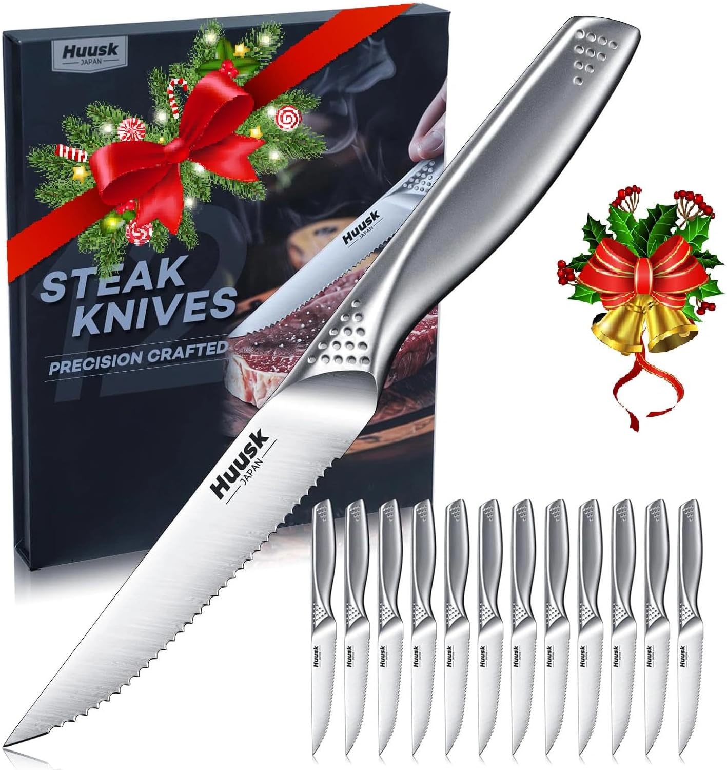 Huusk Serrated Steak Knives Set for Effortless Cuts and Style