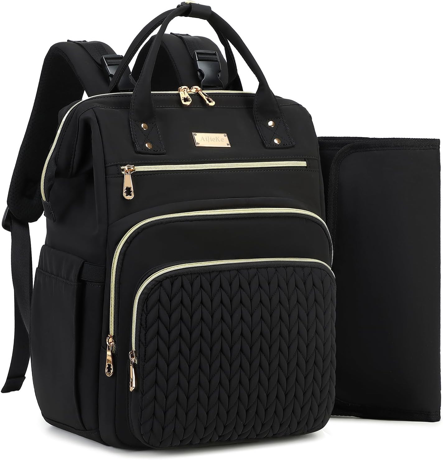 AIJIEKE Diaper Bag - Large Wide-Open Baby Backpack for Moms