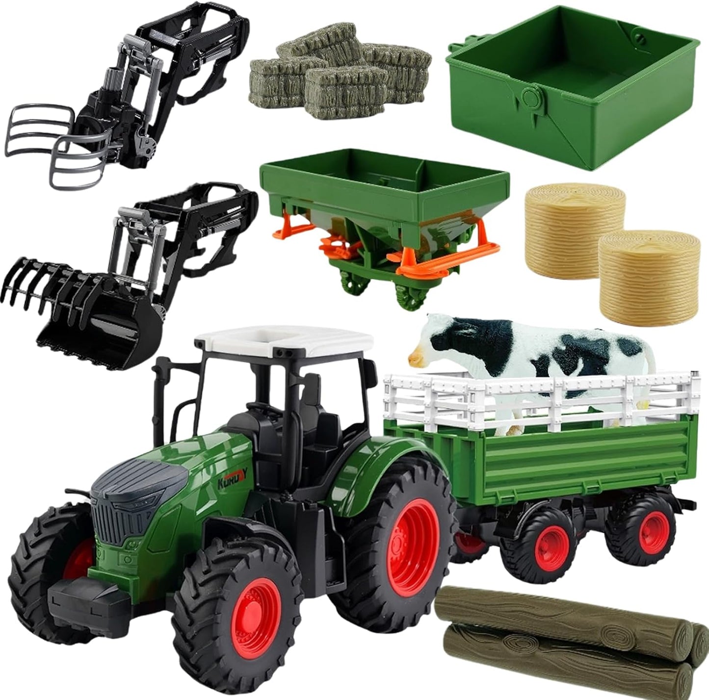 Farm Toys Tractor Playset with Trailer for Kids Age 3-7 Years