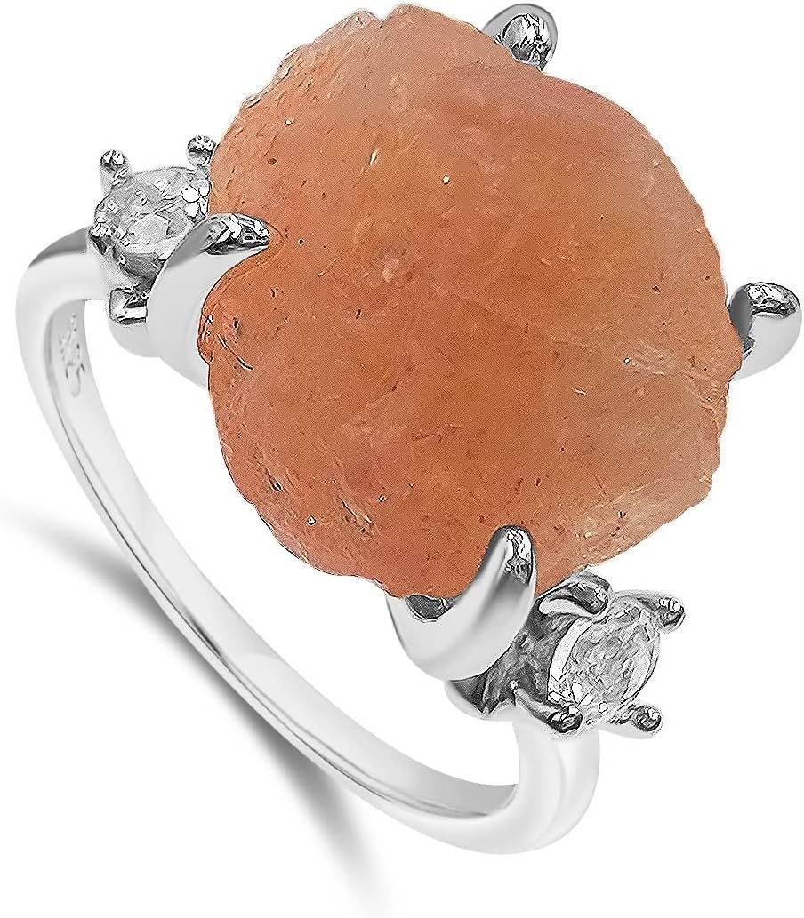 Real Raw Crystal Ring Birthstone Jewelry Gift for Her Unique