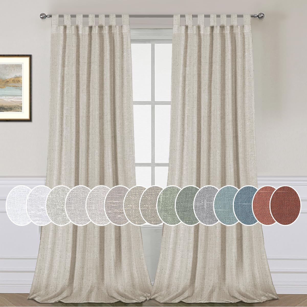 Elegant Natural Linen Blended Light Filtering Curtains for Home