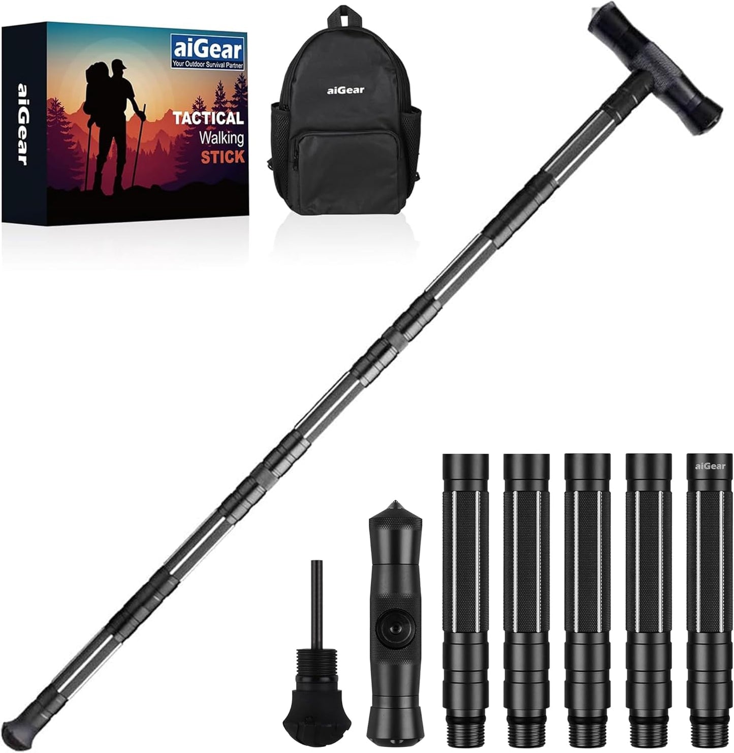 aiGear Tactical Stick Hiking Walking Staff for Outdoor Adventures