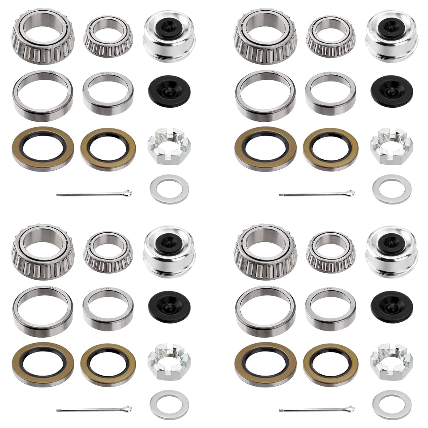 4 Sets Trailer Hub Wheel Bearing Kit for 8000 lbs Axles