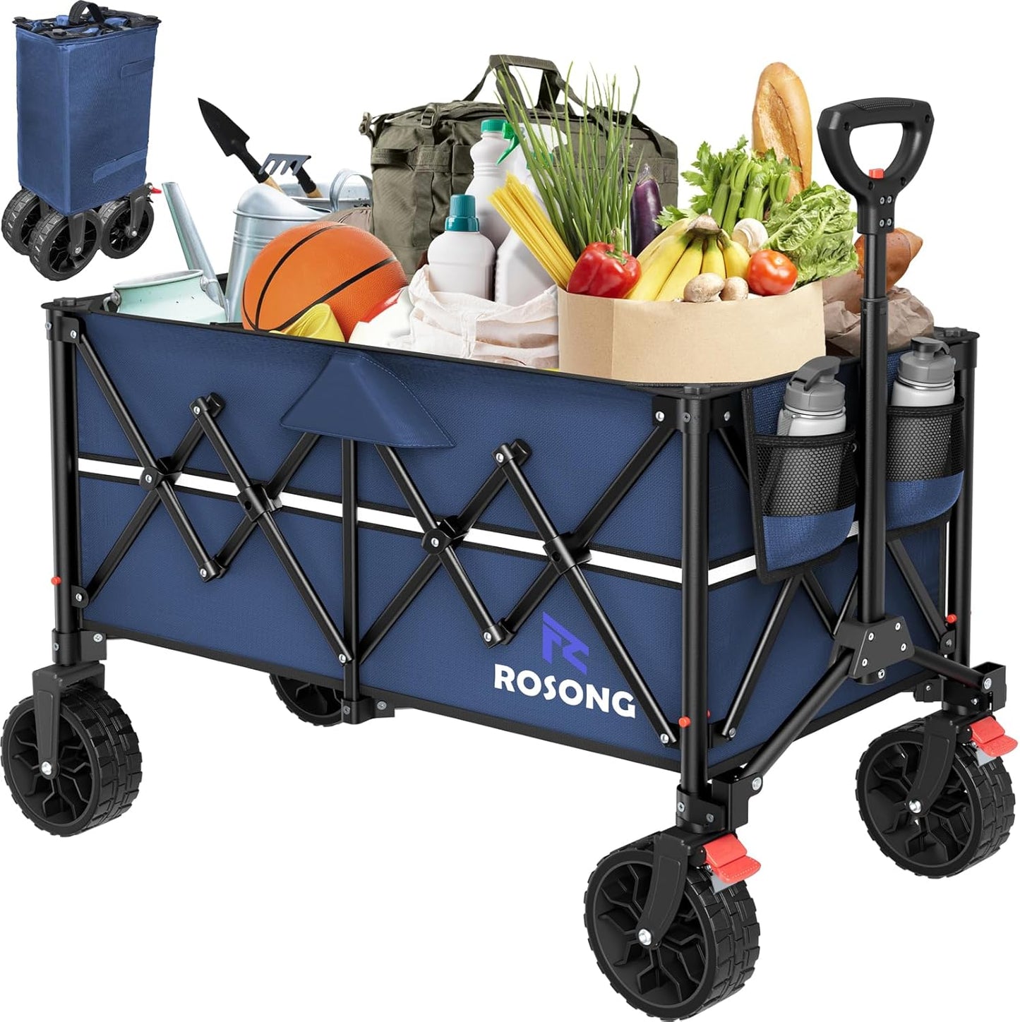 Collapsible Wagon Cart with Wheels for Grocery and Camping