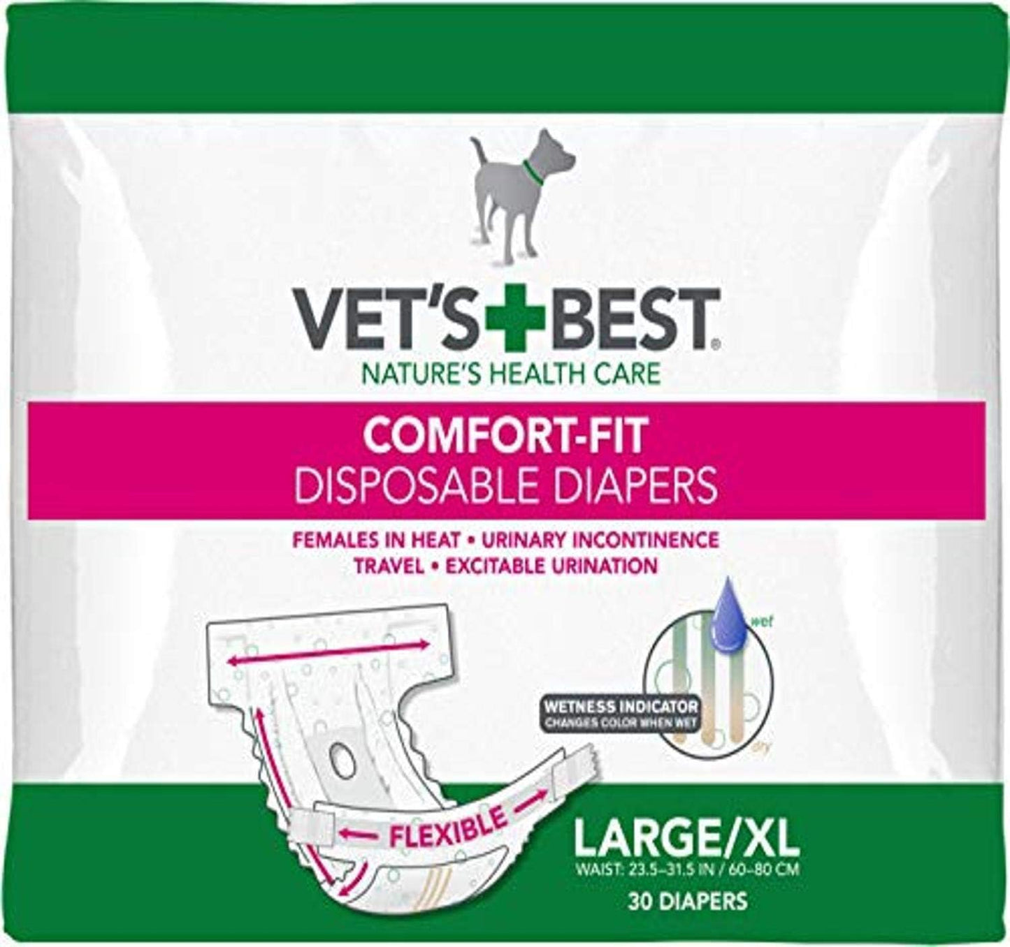 Absorbent Leak-Proof Dog Diapers - Vet's Best - Large/X-Large