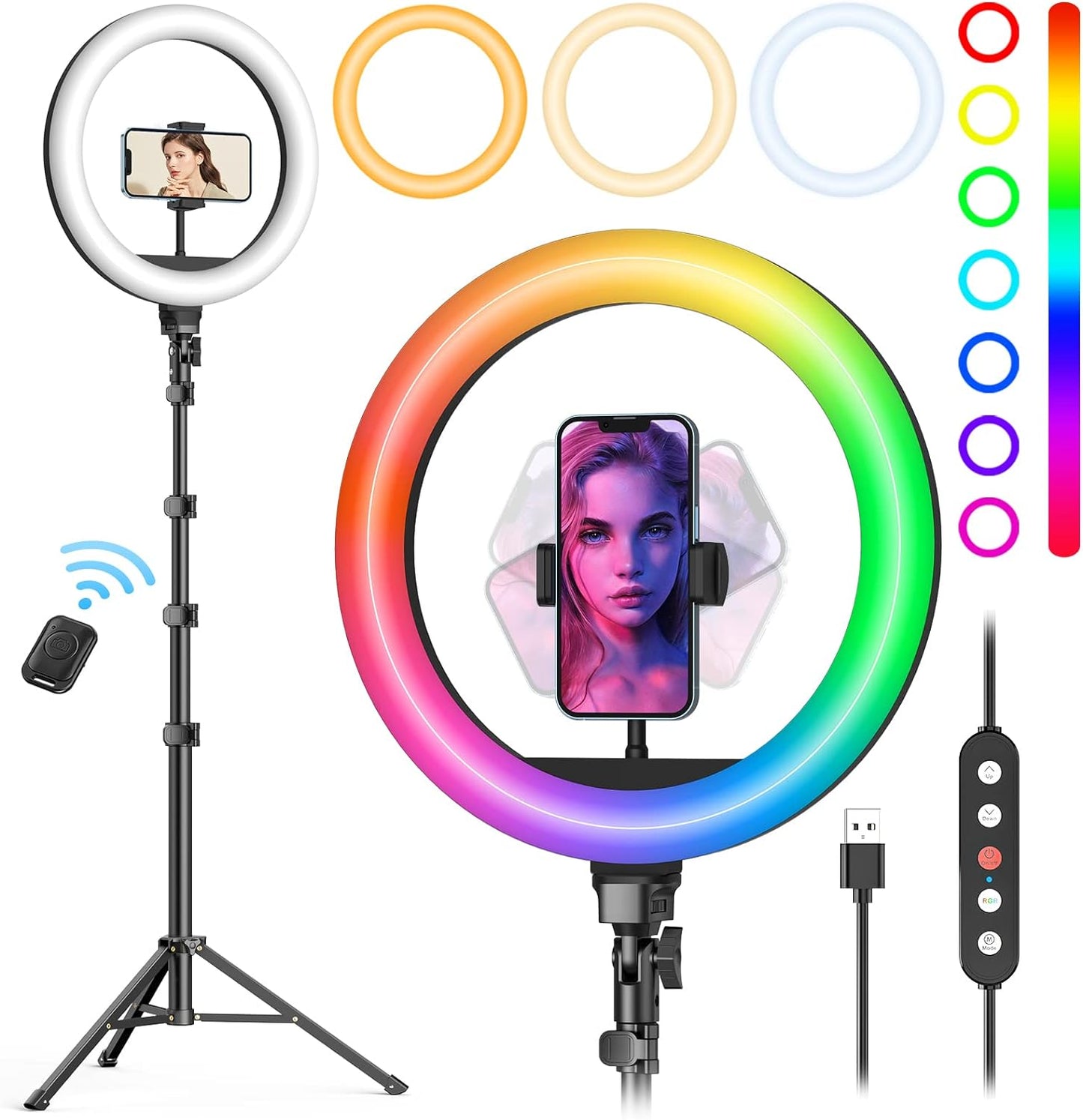 10 Selfie Ring Light: 38 Color Modes & Dimmable