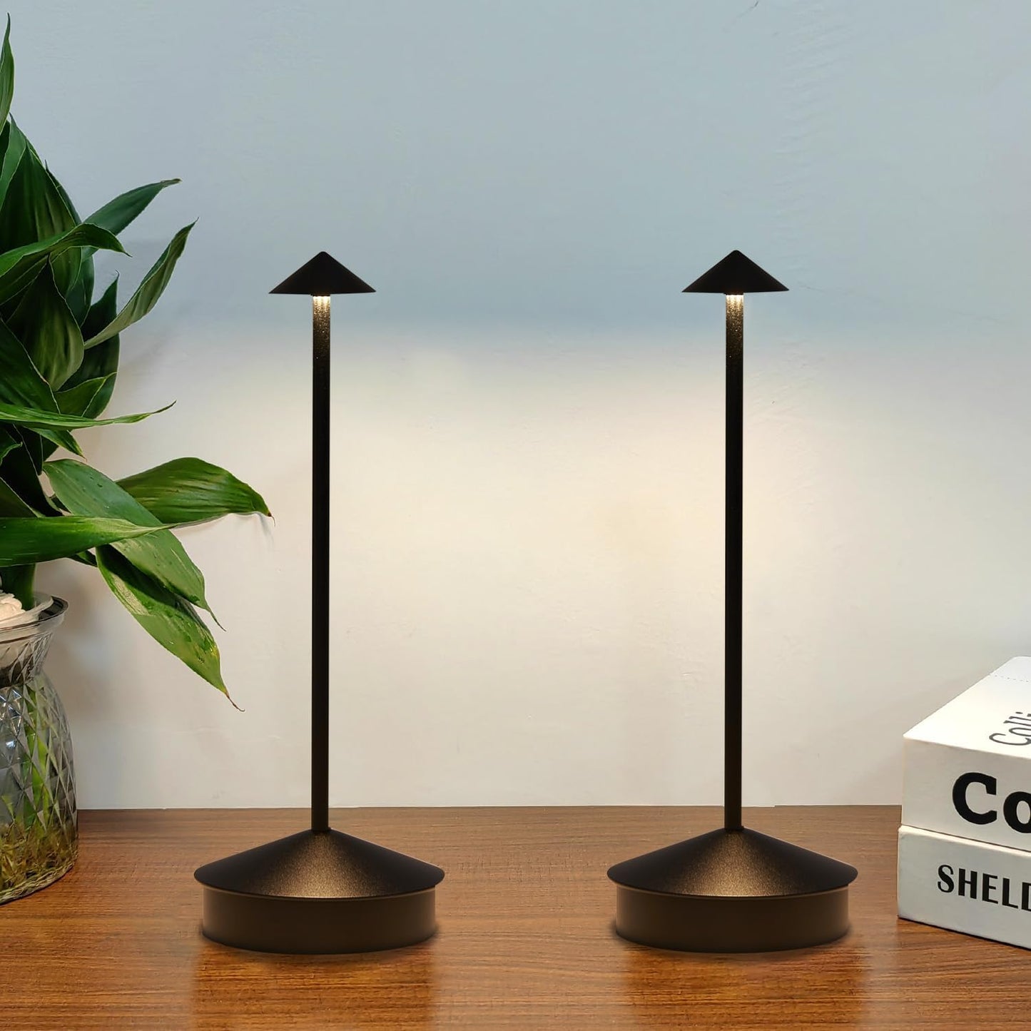 2 Pack Aluminum Cordless Table Lamps for Outdoor and Indoor Use