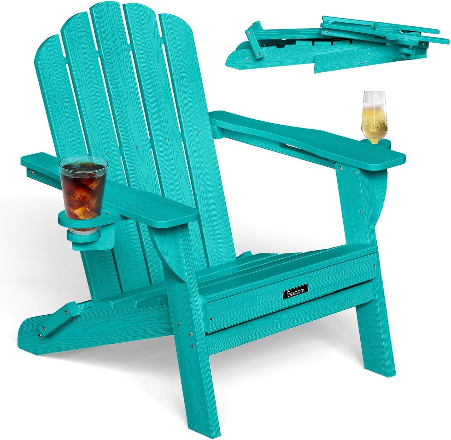 Folding Adirondack Chair with Cup Holders for Outdoor Relaxation