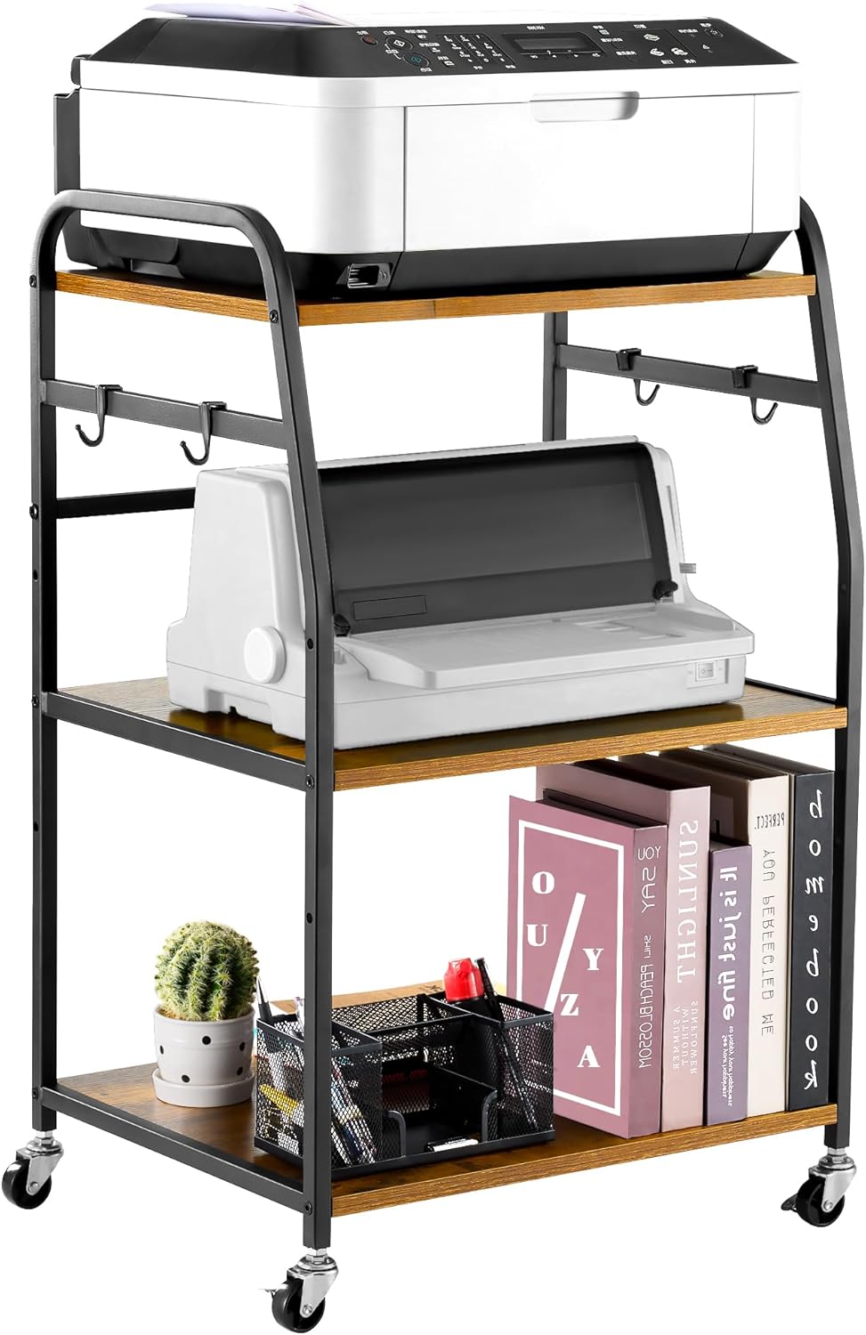 Large 3 Tier Printer Stand with Adjustable Storage Shelf