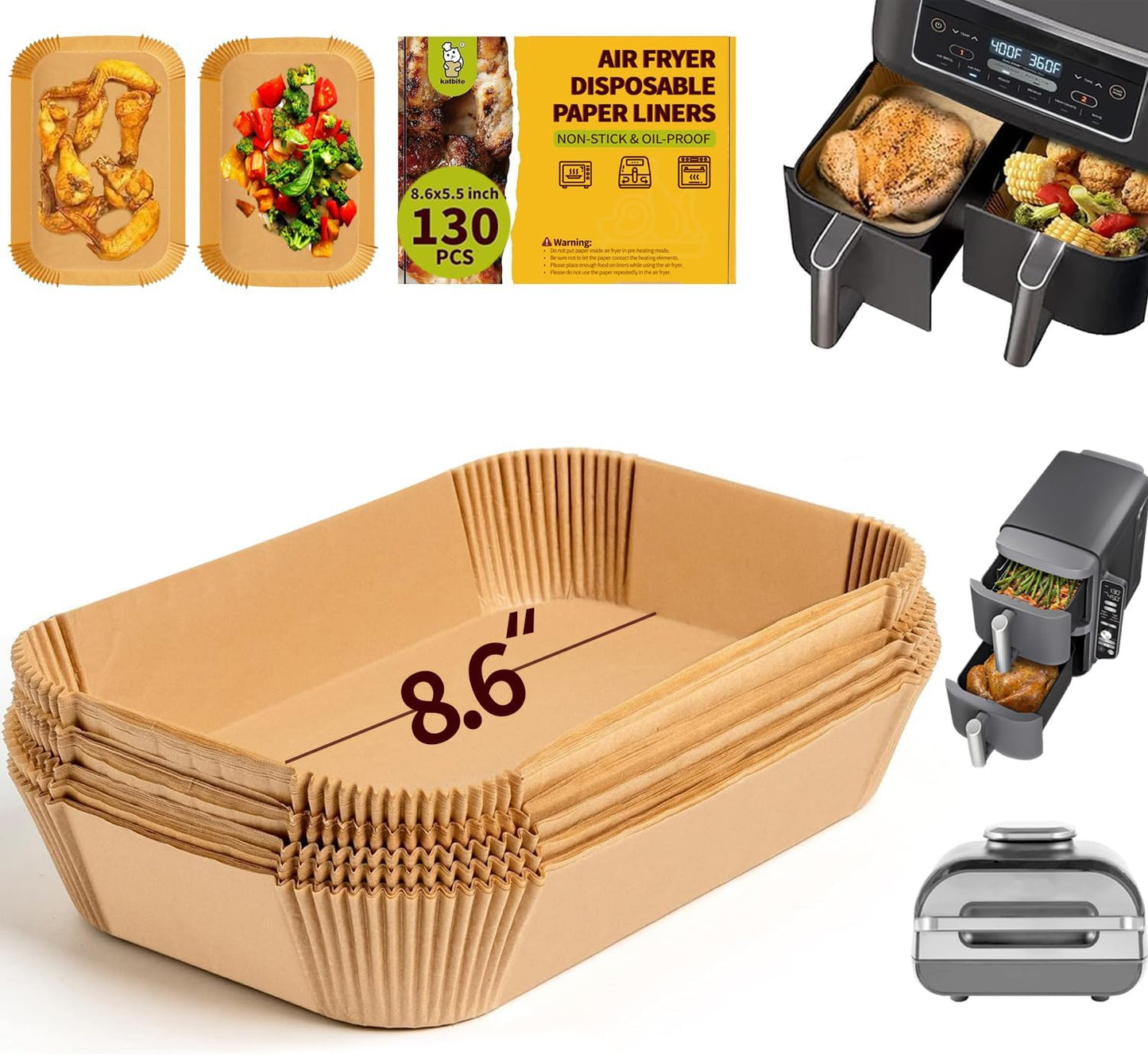 130PCS Katbite Air Fryer Liners - Thick Parchment