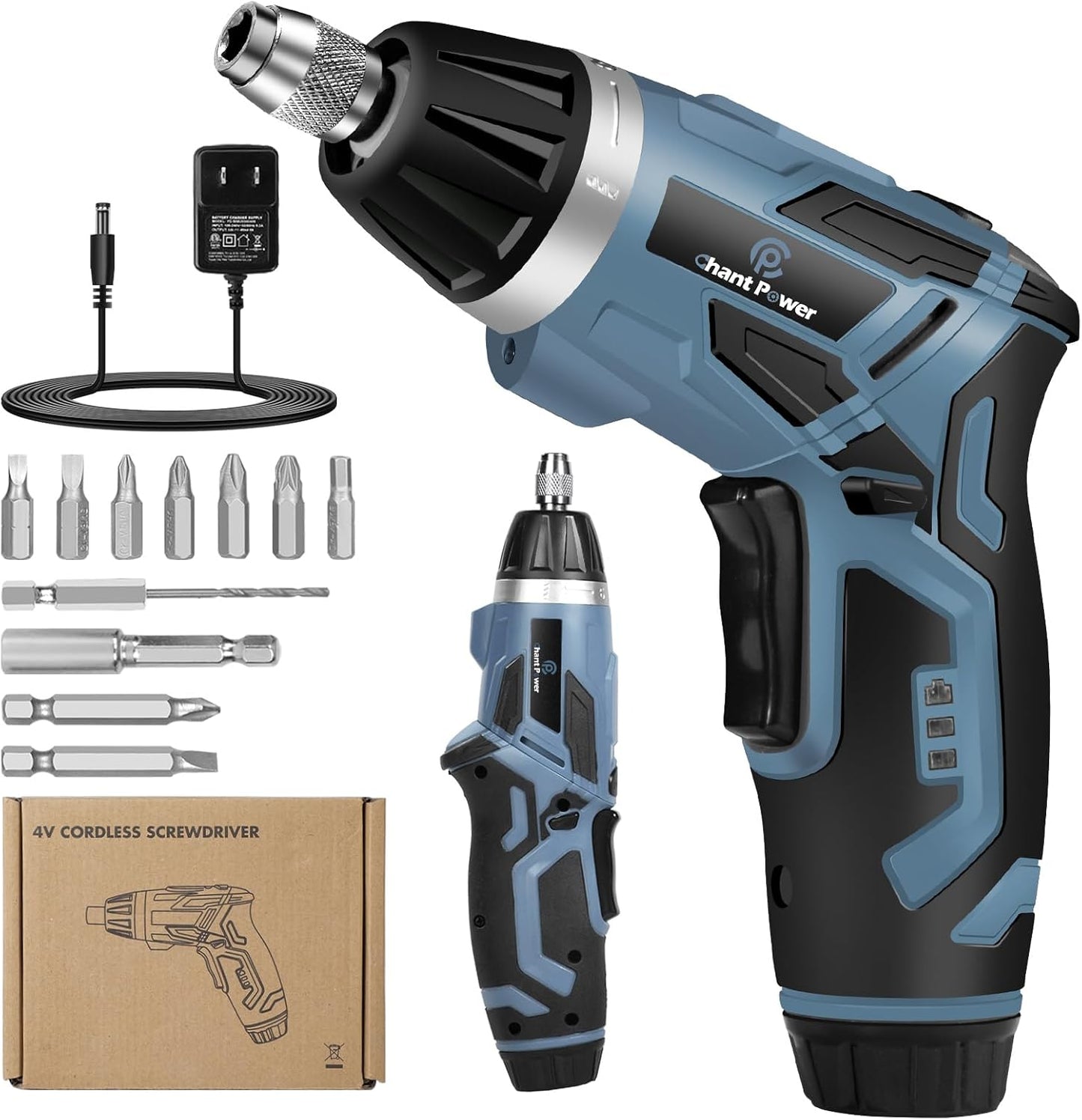 C P CHANTPOWER Cordless Electric Screwdriver Set with 11 Accessories