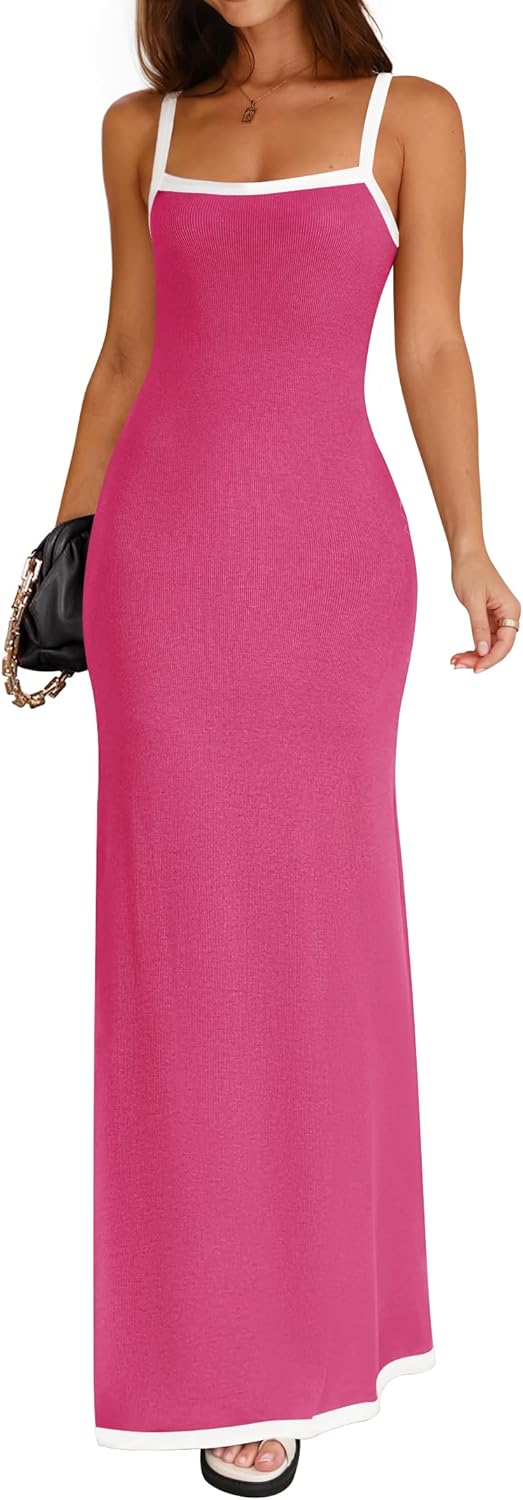 ZESICA Women's Summer Spaghetti Straps Maxi Dress for Beach
