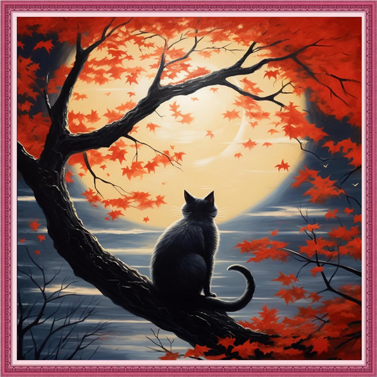 Joyhoor Cross Stitch Kits for Beginners - Cat Watching the Moon