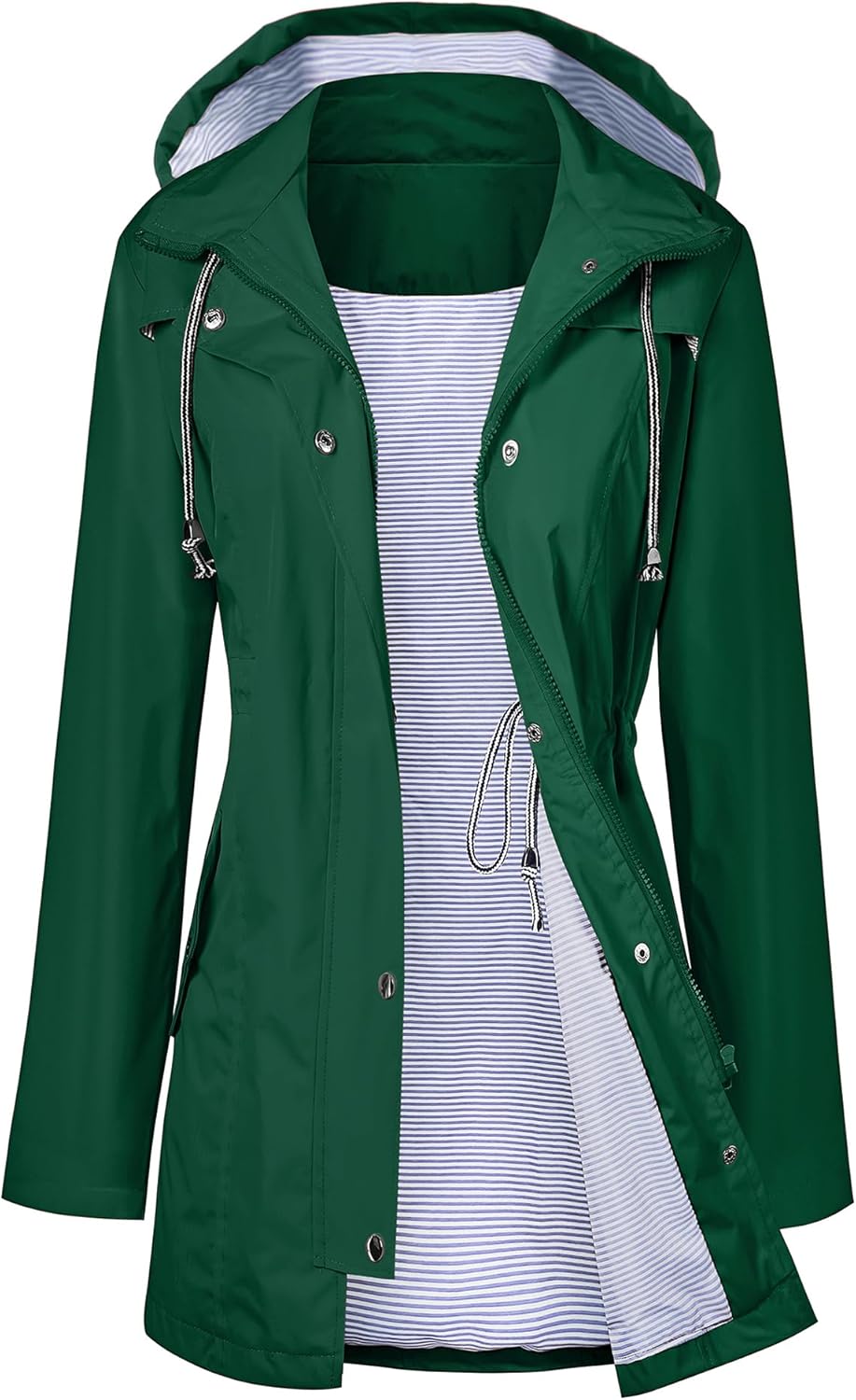 LOMON Raincoat Women Waterproof Long Hooded Trench Coats