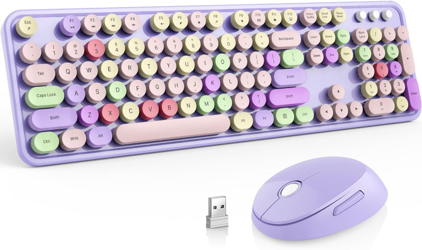 Wireless Keyboard and Mouse Combo with Retro Typewriter Design