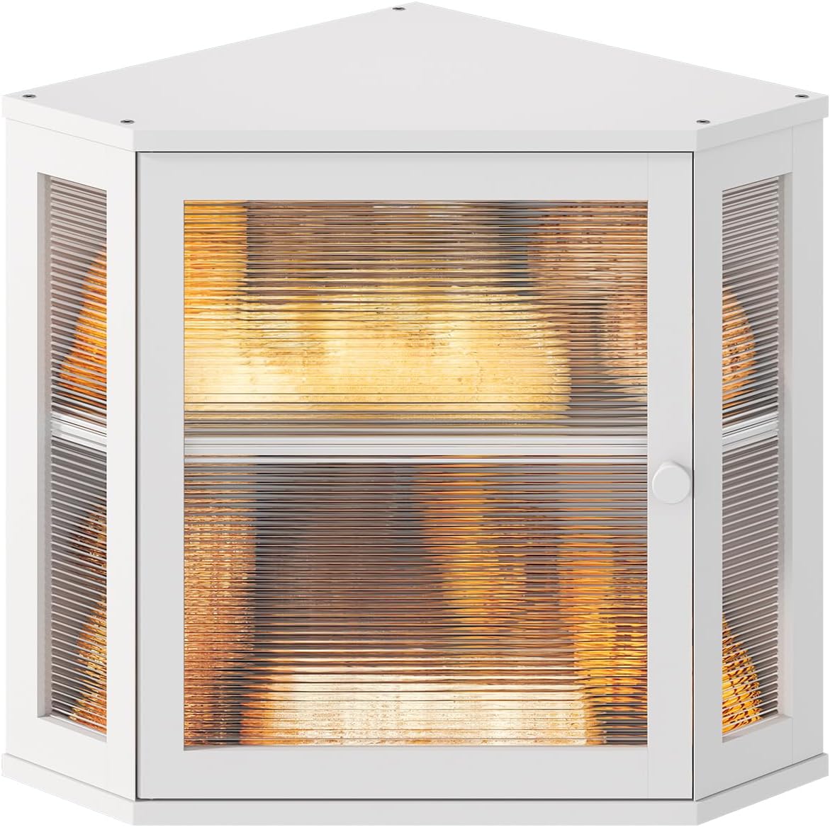 Corner Bread Box for Kitchen Countertop with Wavy Door Panel