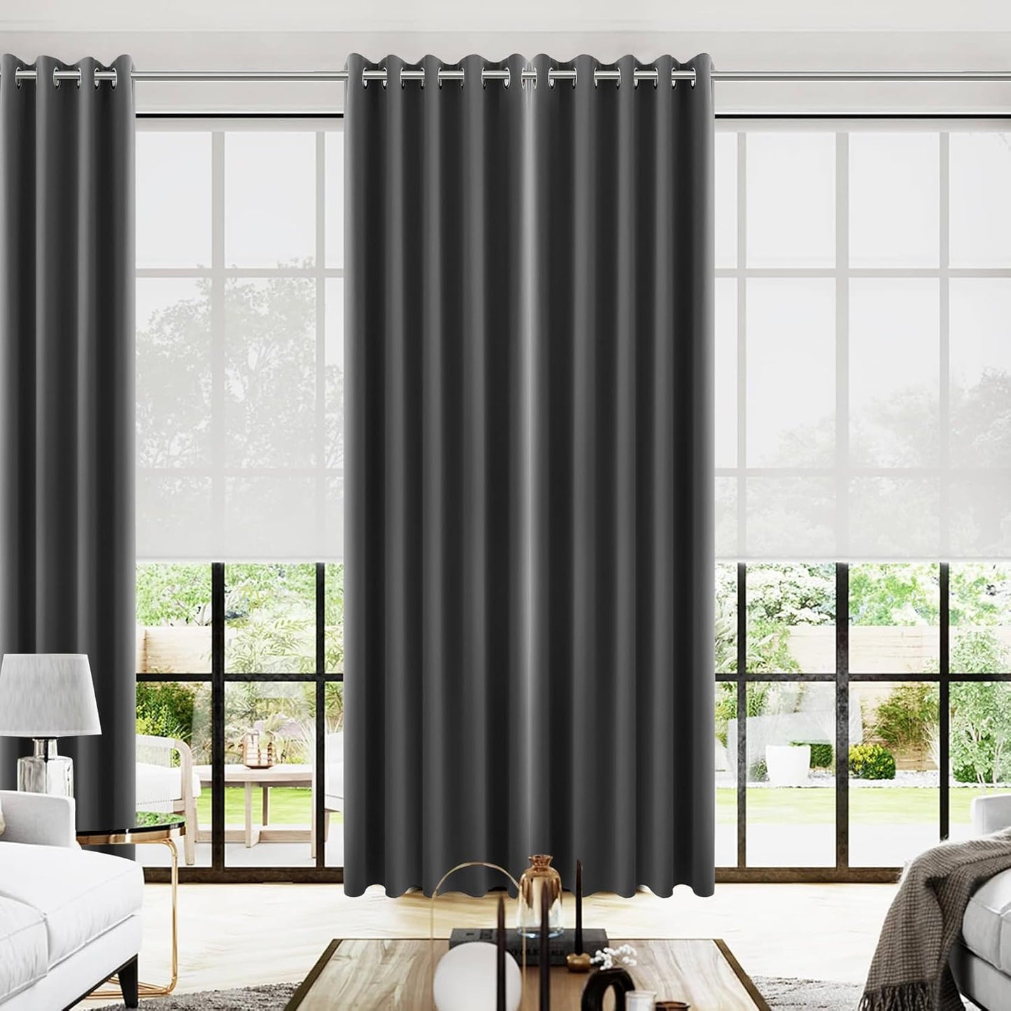 KOUFALL 96 Inch Curtains Long 2 Panel Set for Living Room