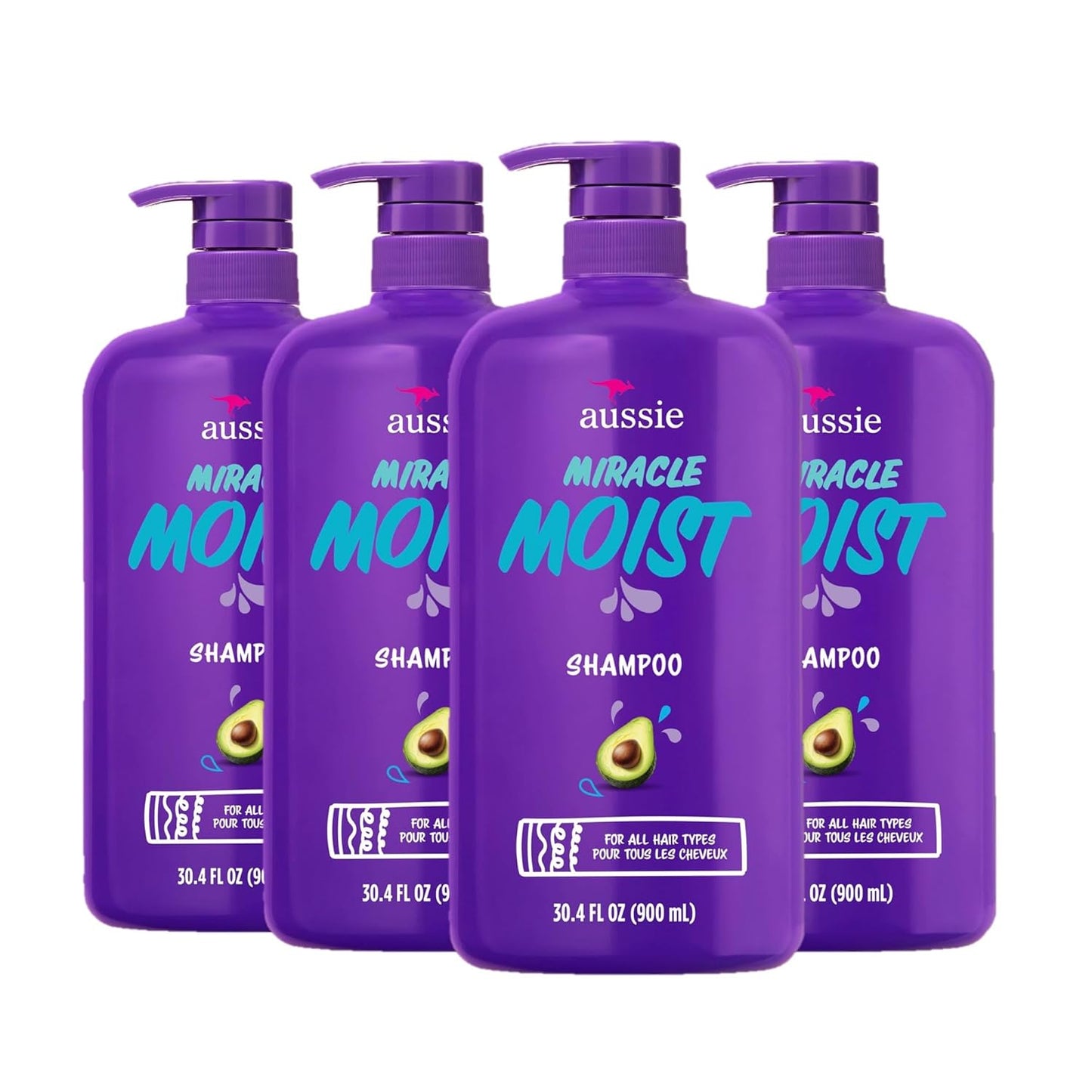 Aussie Miracle Moist Shampoo 4-Pack for Hydrated Hair