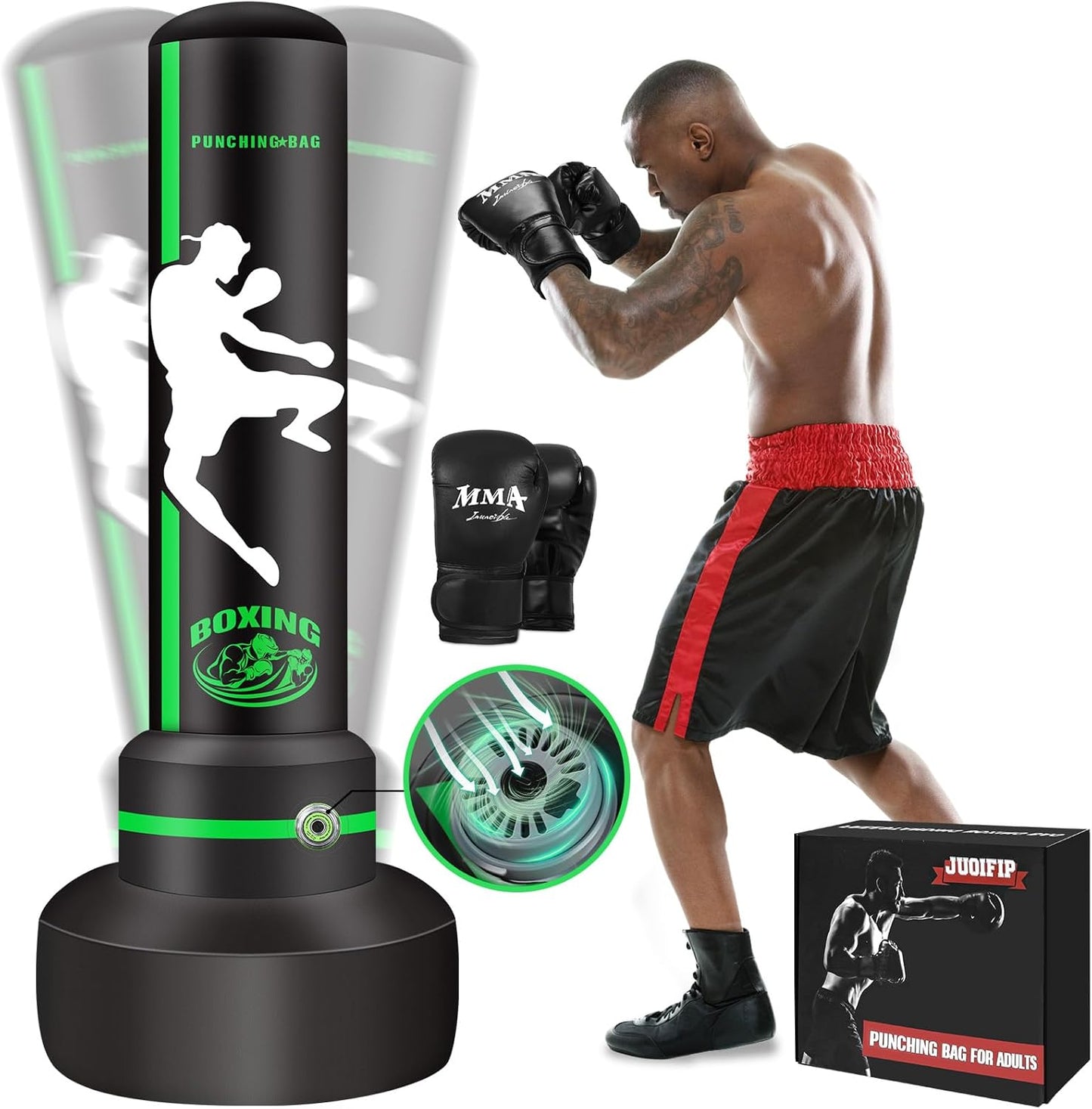 YORWHIN 70'' Freestanding Punching Bag Set - Built-in Pump & Gloves