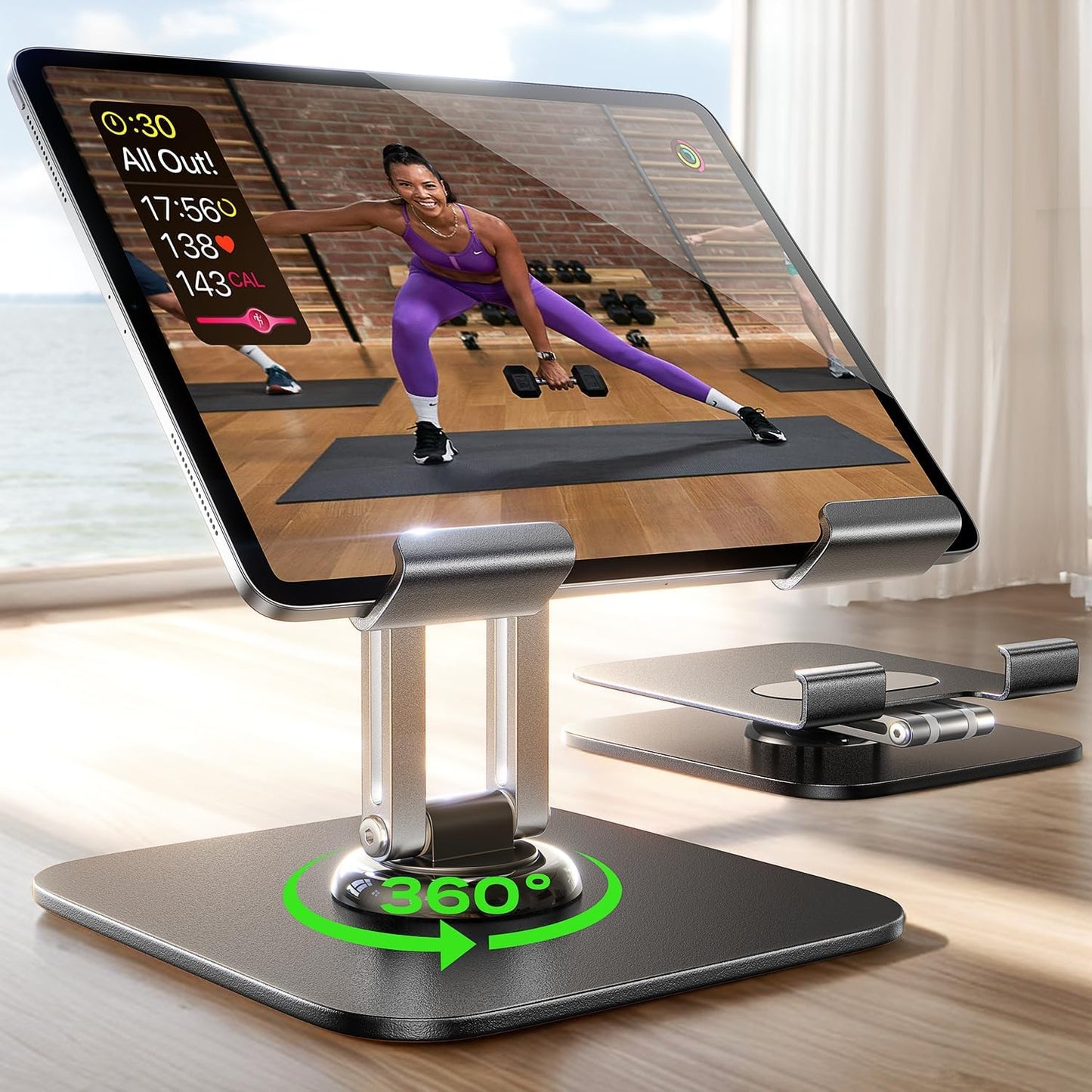 LISEN Adjustable iPad Stand - Rotating Display for Ultimate Desk Organization!