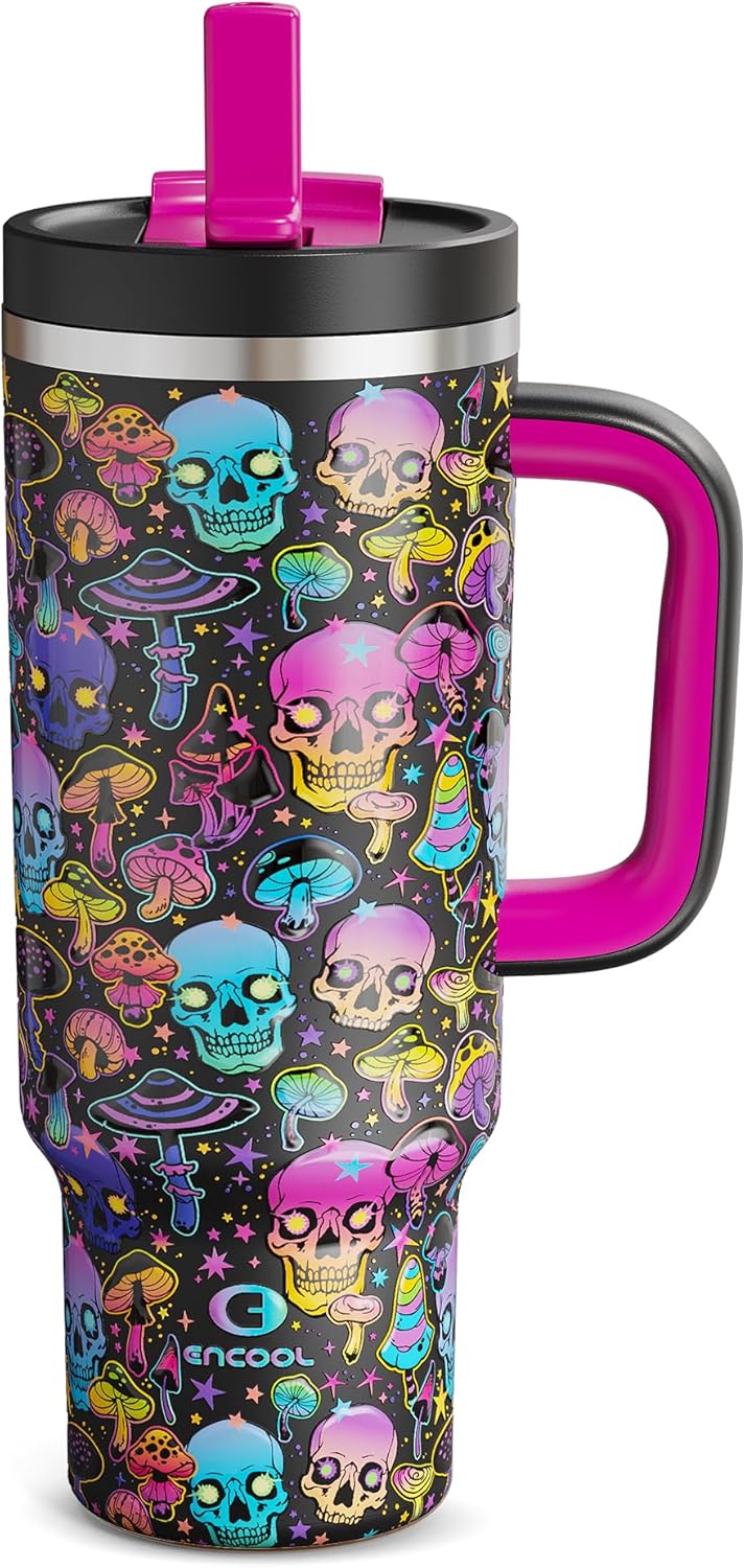 40oz Halloween Tumbler with Handle and Straw for Spooky Fun