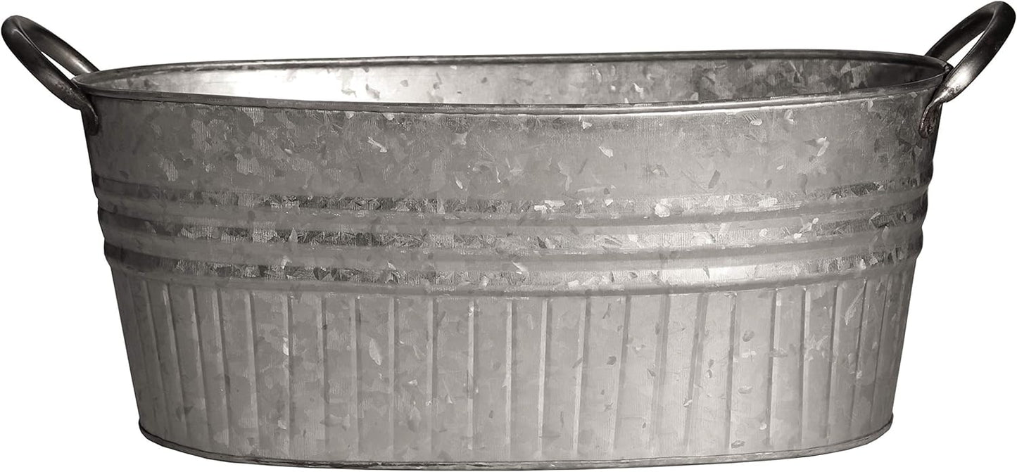 Stylish 16.5 Oval Tub Metal Planter for Indoor and Outdoor Use