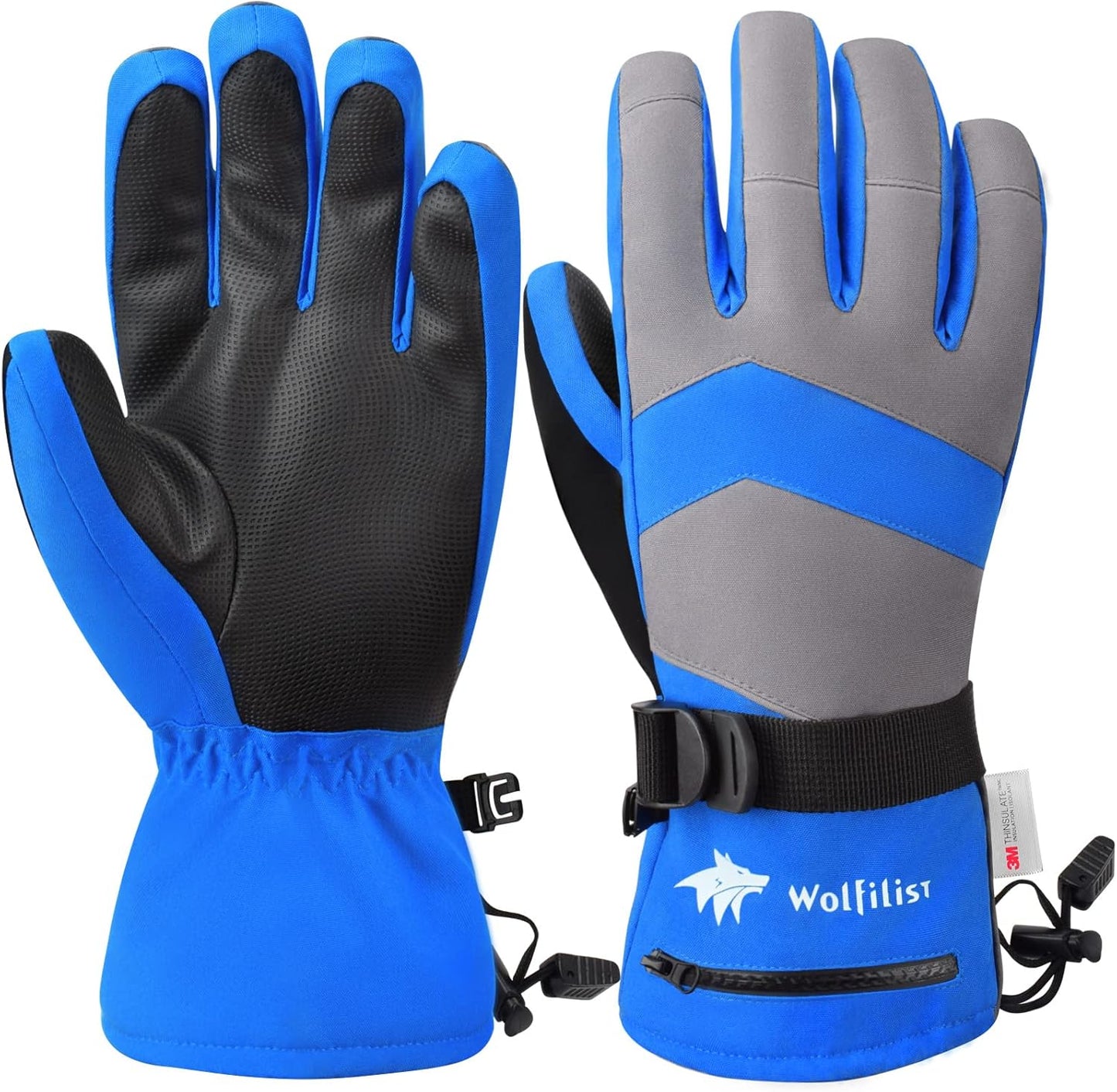 Warm Waterproof Snow Gloves - Touchscreen Zipper Pocket - WOLFILIST