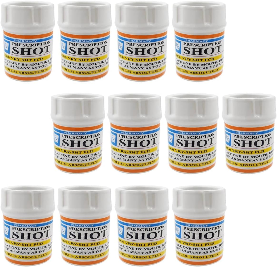 Funny Prescription-themed Shot Glasses Set of 12 for Parties