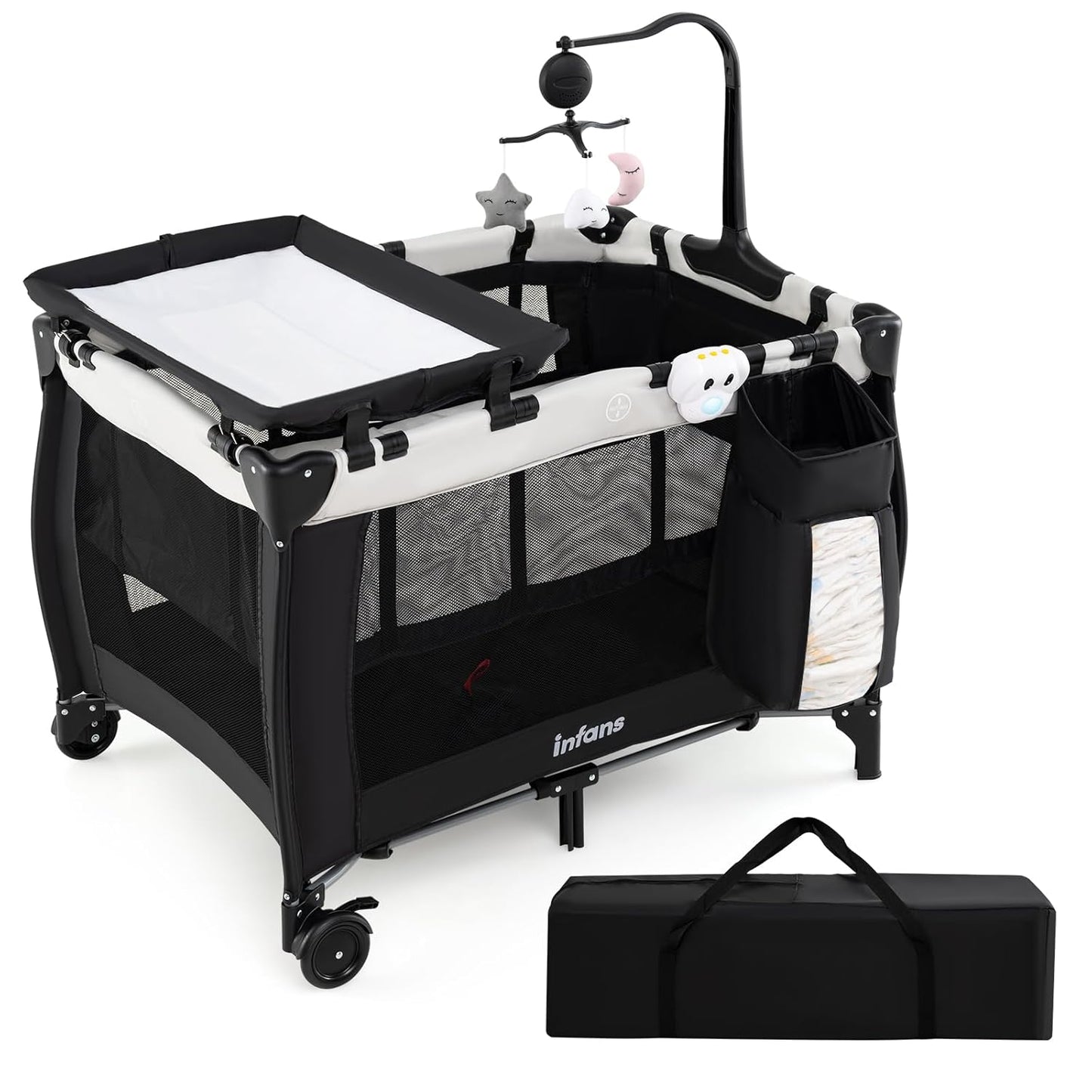 INFANS 3 in 1 Pack and Play Portable Baby Crib for Travel
