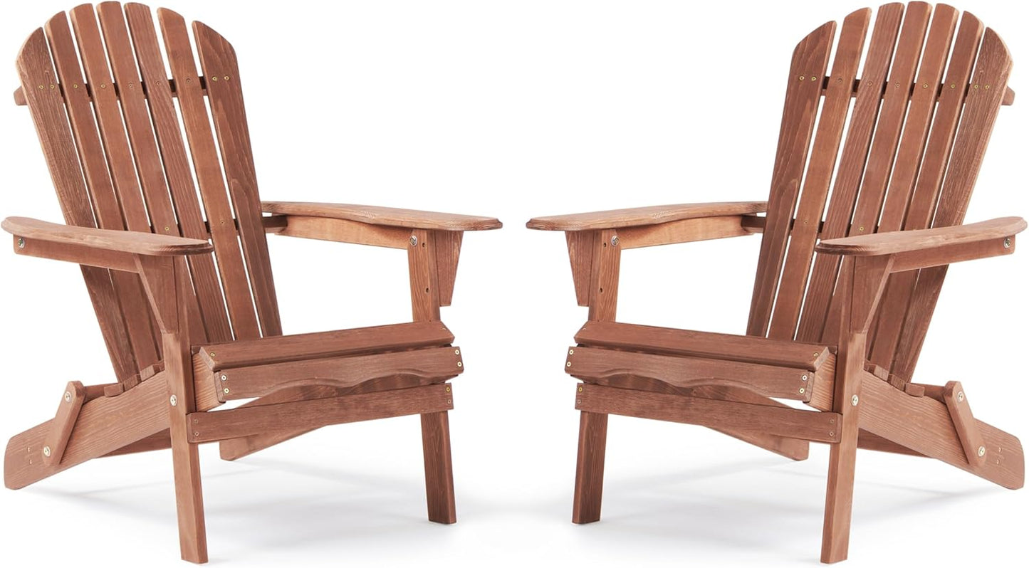 Wooden Folding Adirondack Chair Set of 2 for Outdoor Relaxation