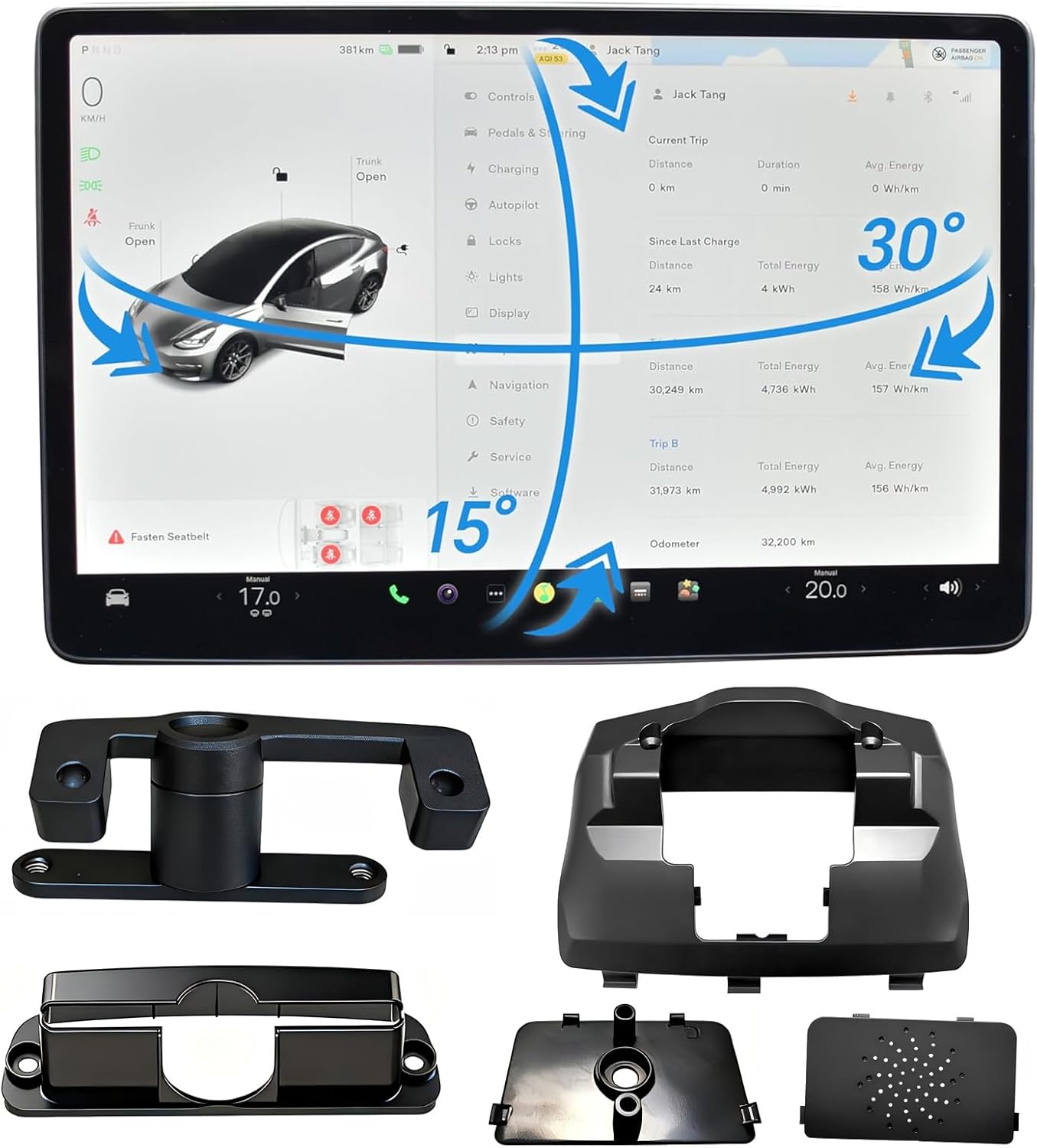 Screen Tilt Swivel Mount for Tesla Model Y and Model 3