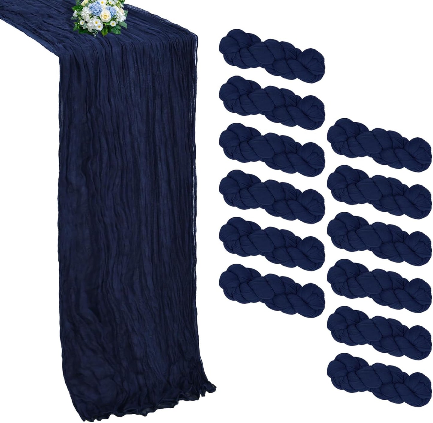 Navy Blue Cheesecloth Table Runner 12 Pack for Elegant Decor