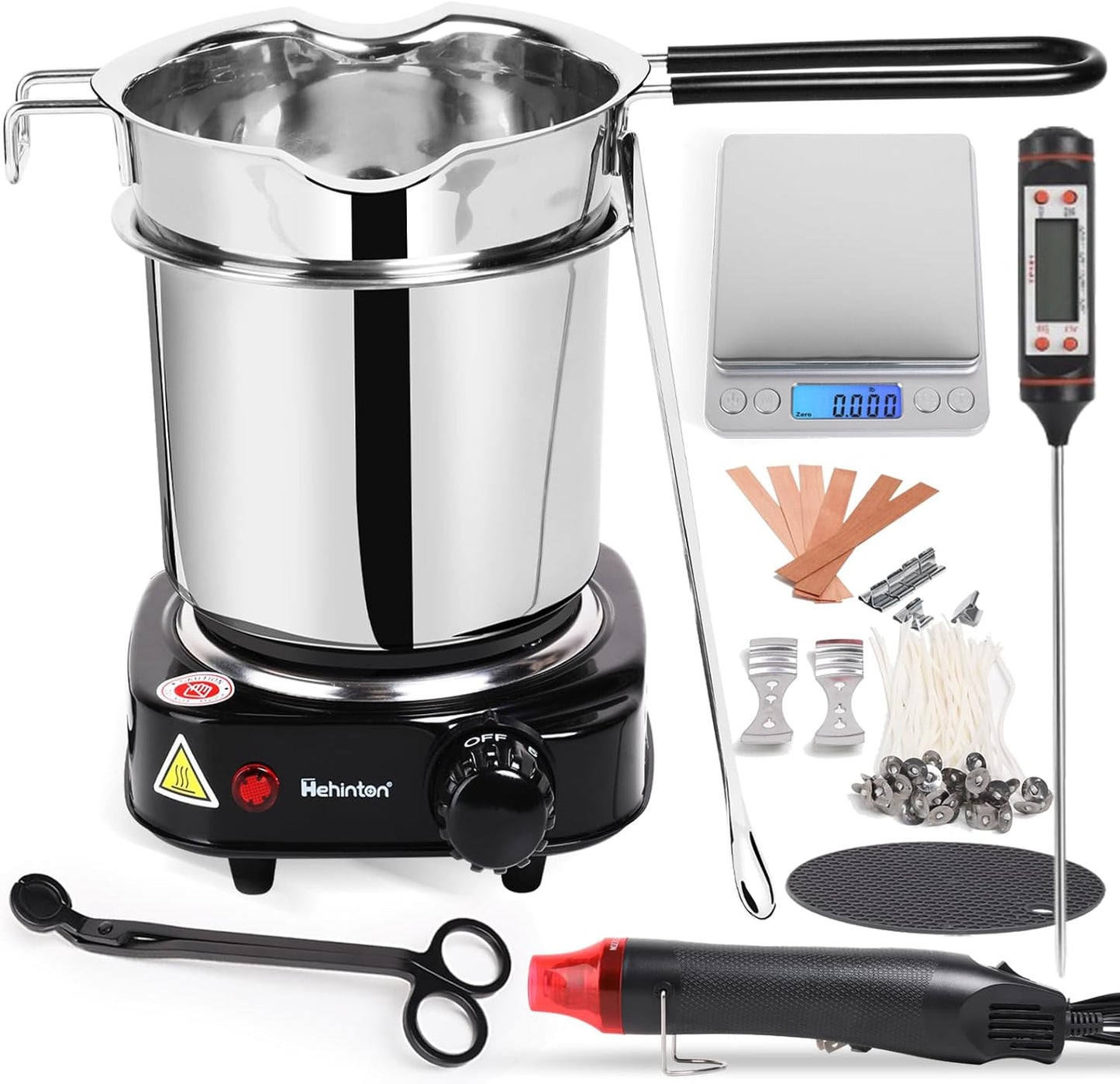 Hehinton Double Boiler Wax Melter Pot for Candle Making Kit