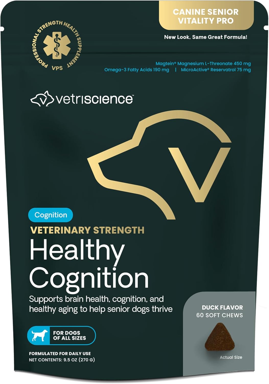 VetriScience Healthy Cognition Chews for Senior Dogs - 60 Count