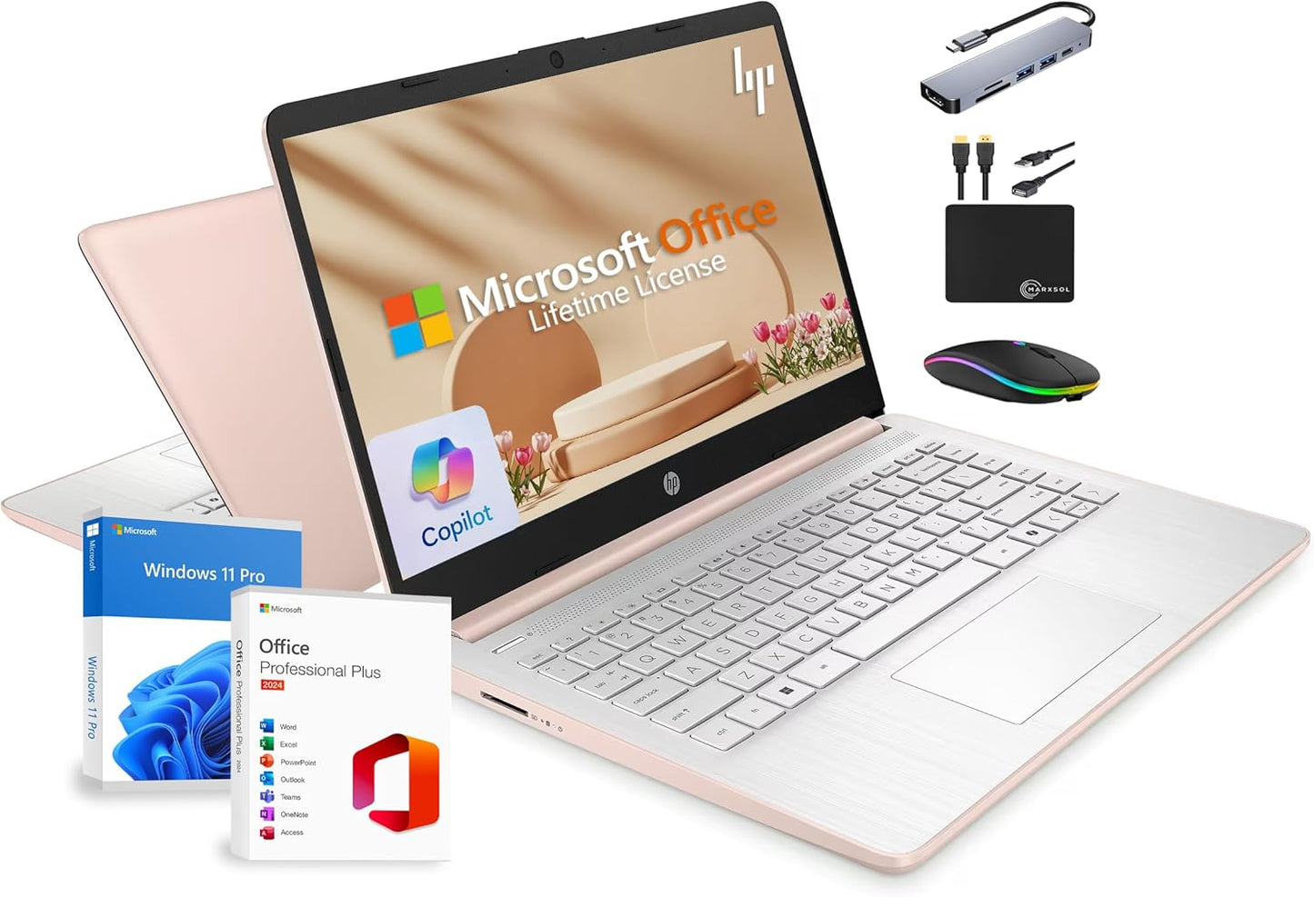 HP 14 Laptop 2025 Business Student Slim Computer with Office