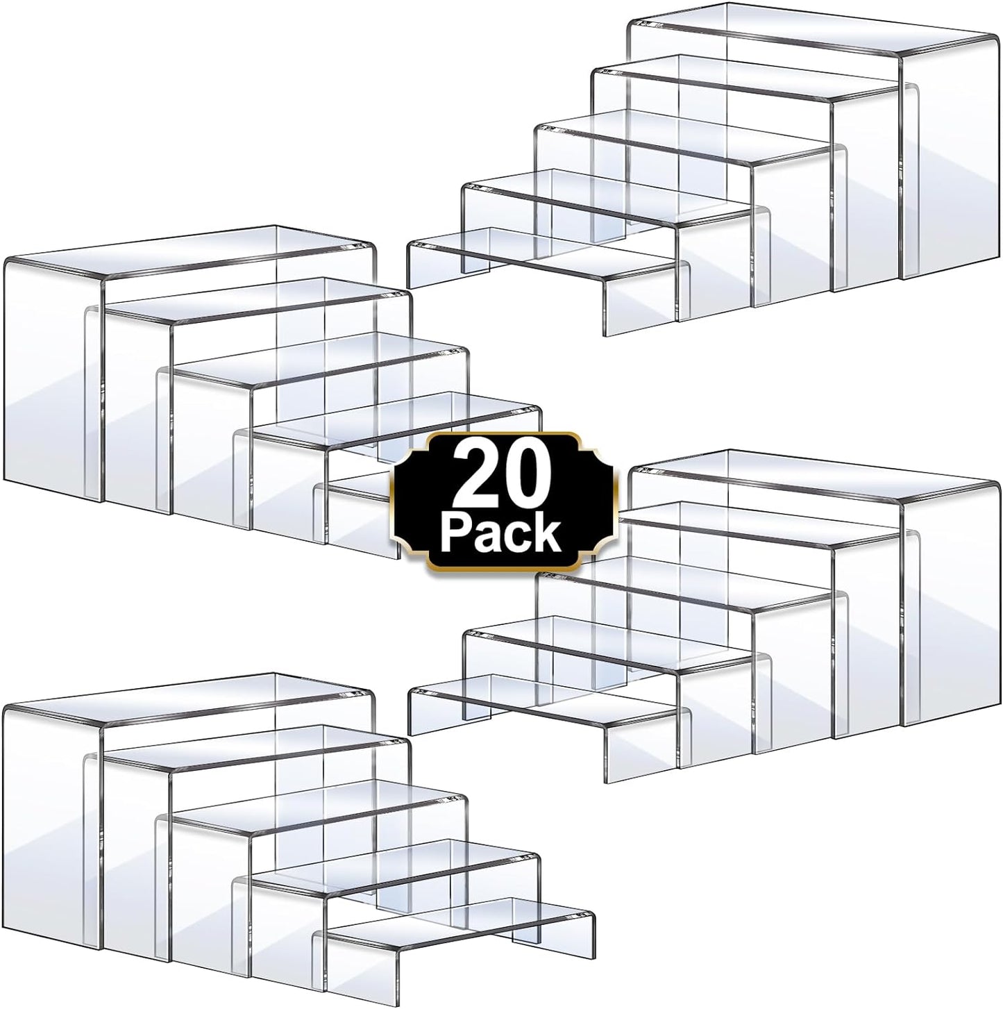Aheroi Acrylic Risers - 20 Pcs Clear Display Stands for Decor