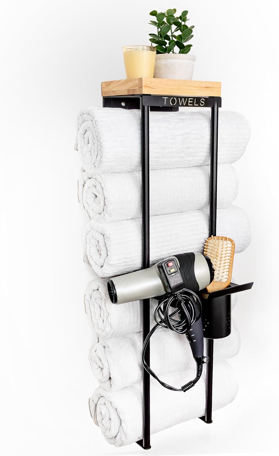 Space-Saving Towel Rack with Storage - Black
