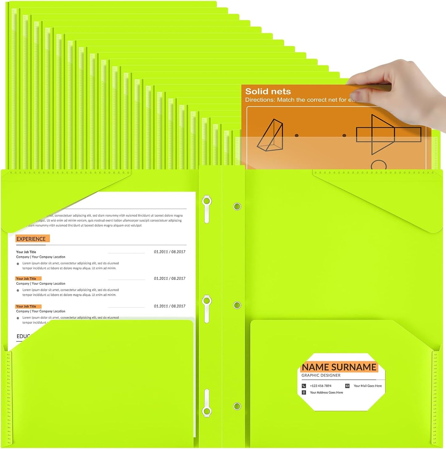 Henoyso 72 Pcs Plastic Folder with Clear Front Pocket for School