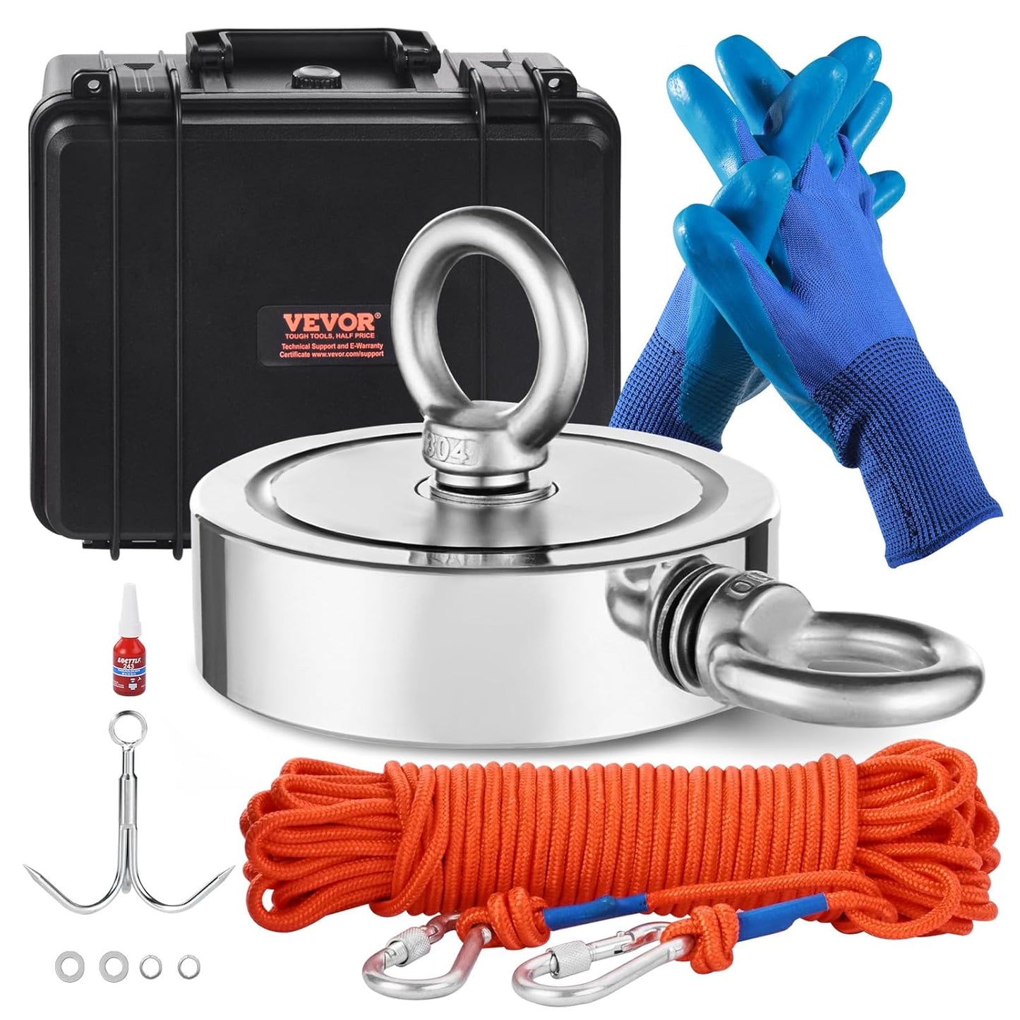 VEVOR Magnet Fishing Kit with 1400 LBS Pulling Force for Treasure