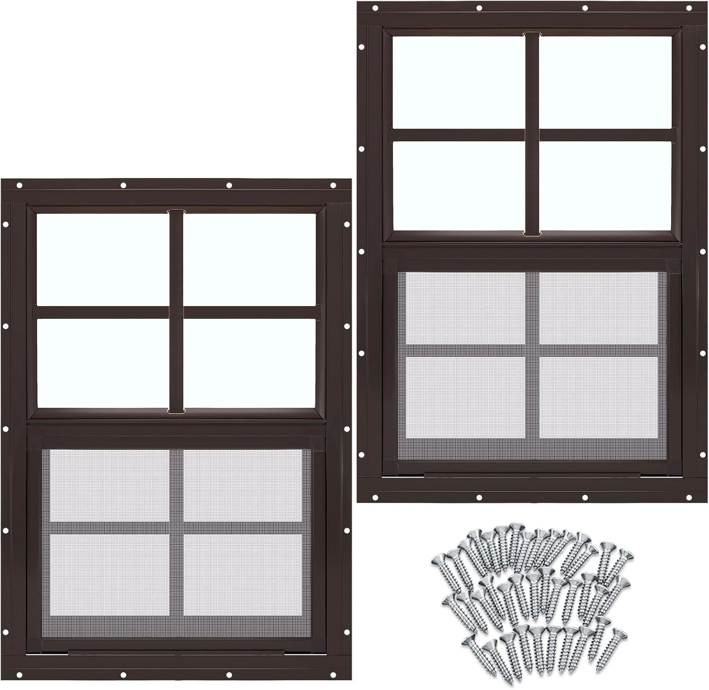 Tandefio 2 Pack Shed Window with Tempered Glass and Screen