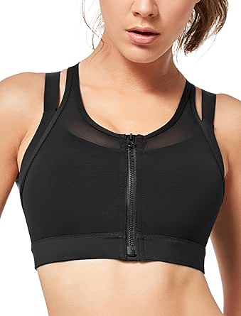 Yvette High Impact Sports Bra with Front Closure for Plus Size