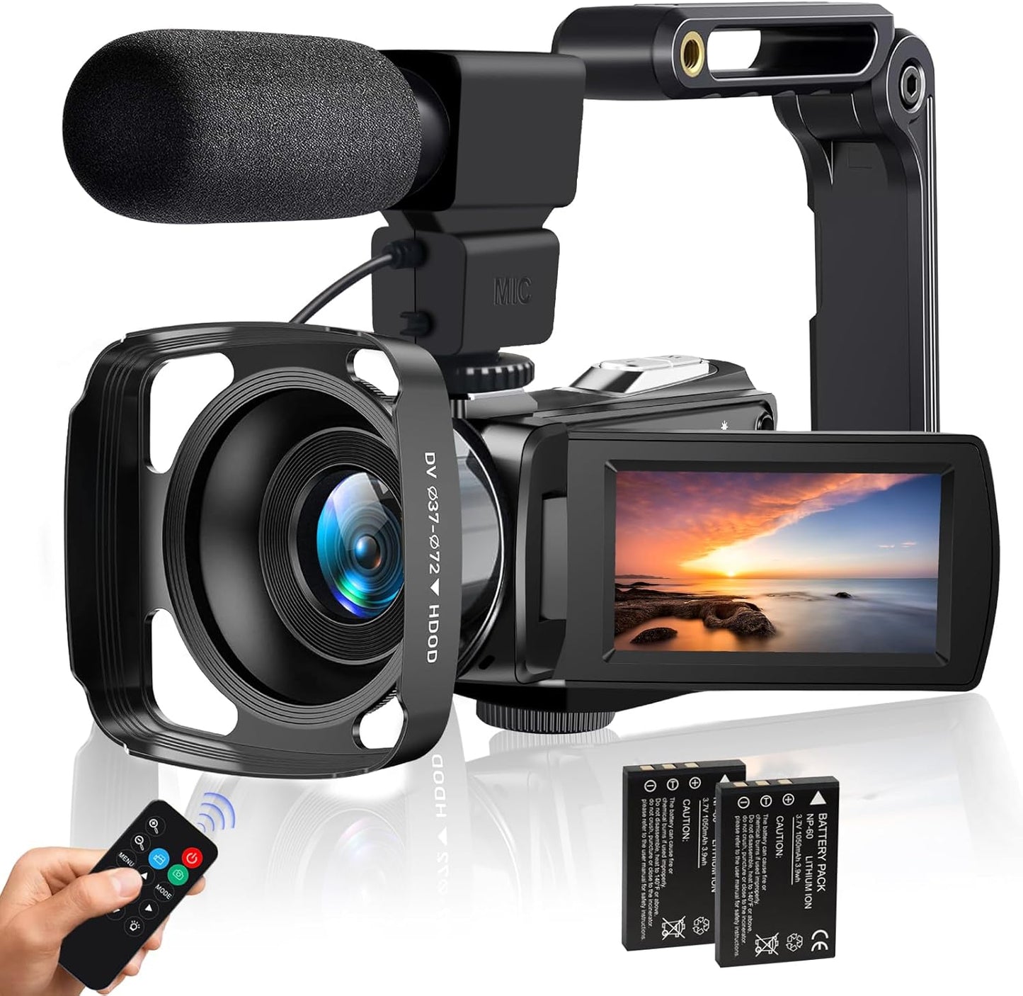 4K HD Video Camera Camcorder with Touch Screen and Zoom