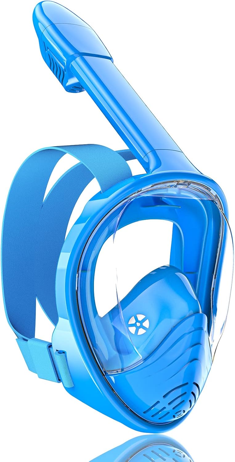 QingSong Kids Full Face Snorkel Mask - Panoramic View for Clear Underwater Adventures