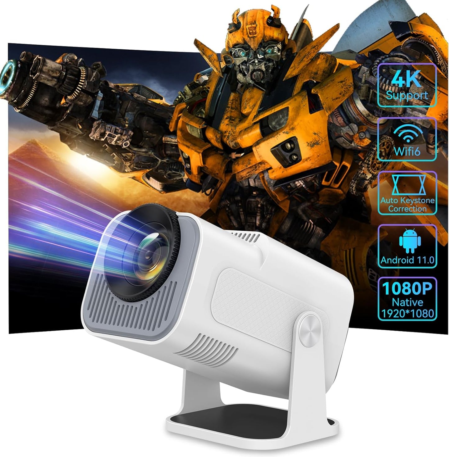 2024 Upgraded Smart Mini Projector: Full HD 4K WiFi BT5.2
