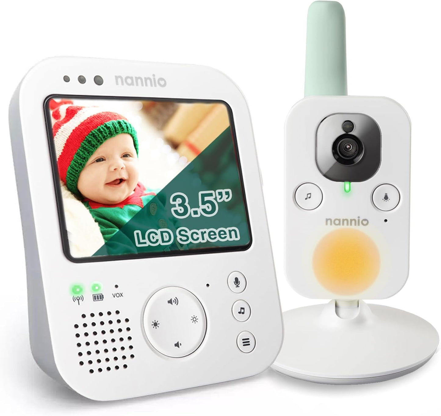 Nannio Hero 3 Video Baby Monitor - Night Vision, 2-Way Talk, Lullabies
