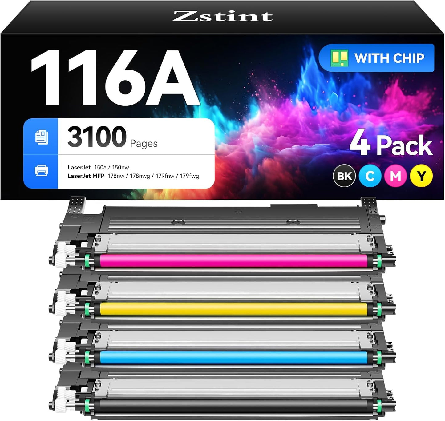 116A Toner Cartridge Set 4-Pack for HP Color Laser Printers