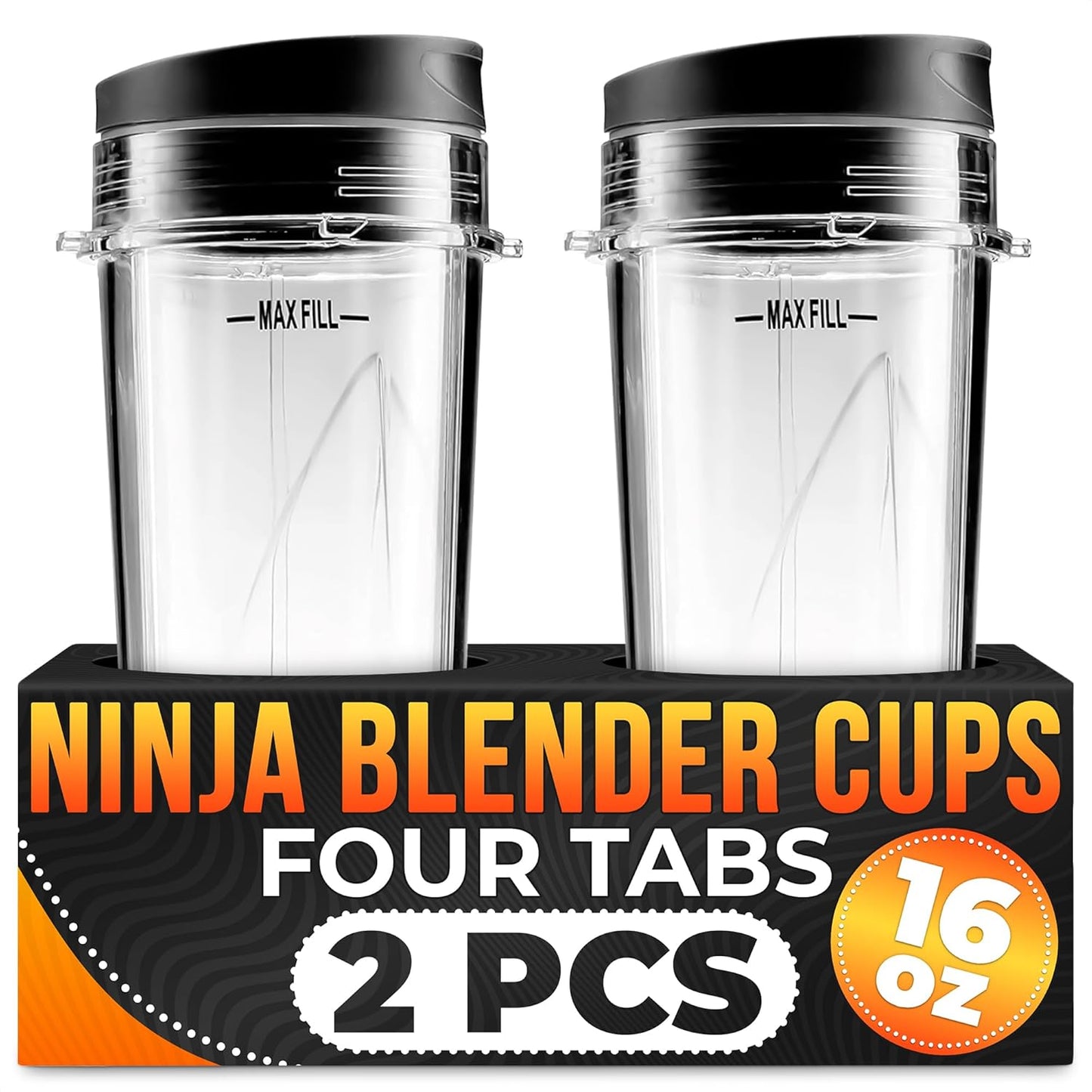 Ninja Blender Cups - 16oz for Smoothies - 2Pcs Protein Shakes - BL770 BL780 BL660 BL740