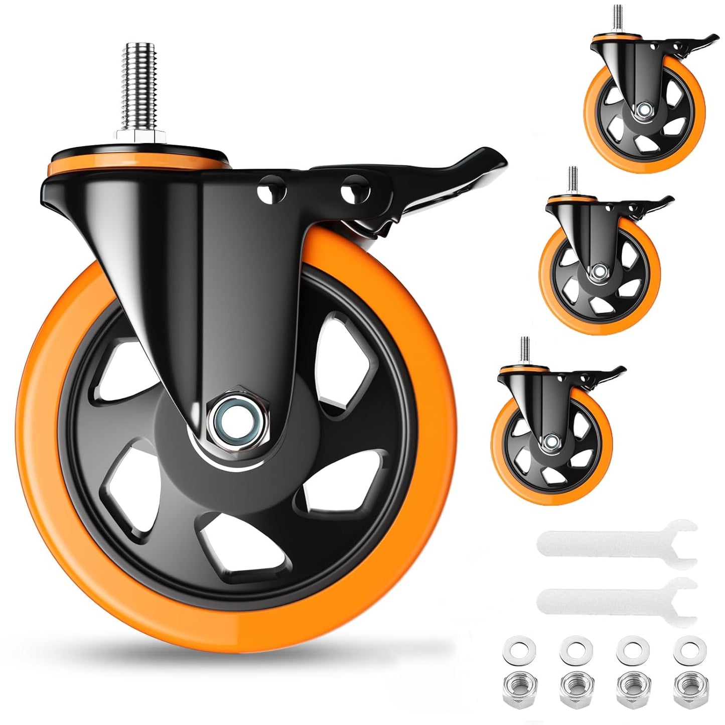 5 Inch Caster Wheels Set of 4 Heavy Duty Swivel Casters